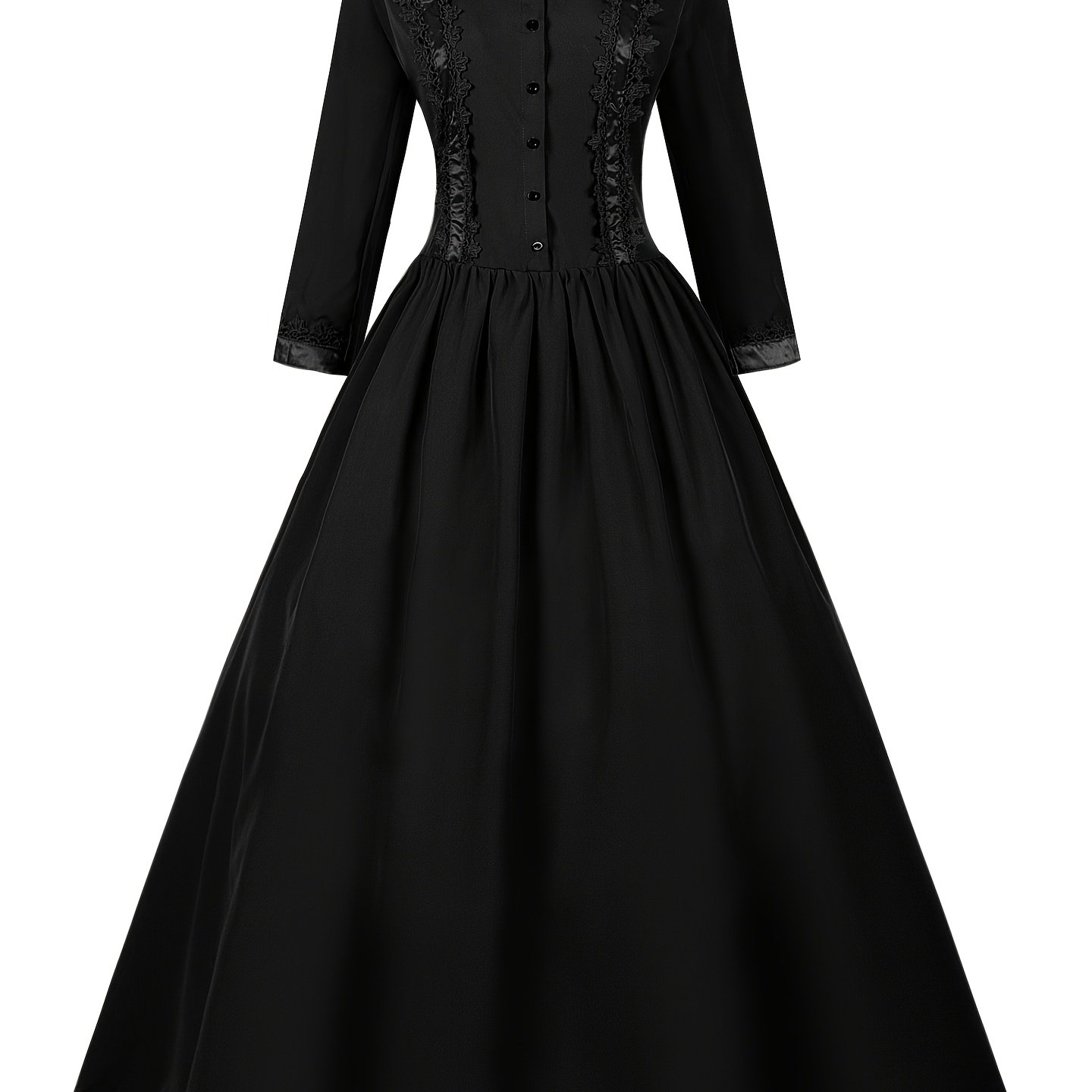 TEMU New Halloween Costume Medieval Dress Women's Clothing Stand Collar Large Skirt Hem Retro Long Cosplay Women's Dress Cosplay Role-playing Party