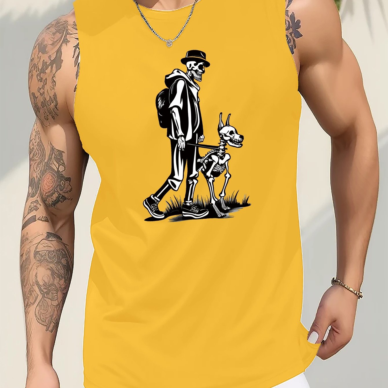 TEMU Men's Summer Basketball Vest In A Trendy Style, Featuring A Sleeveless Design And Printed Details