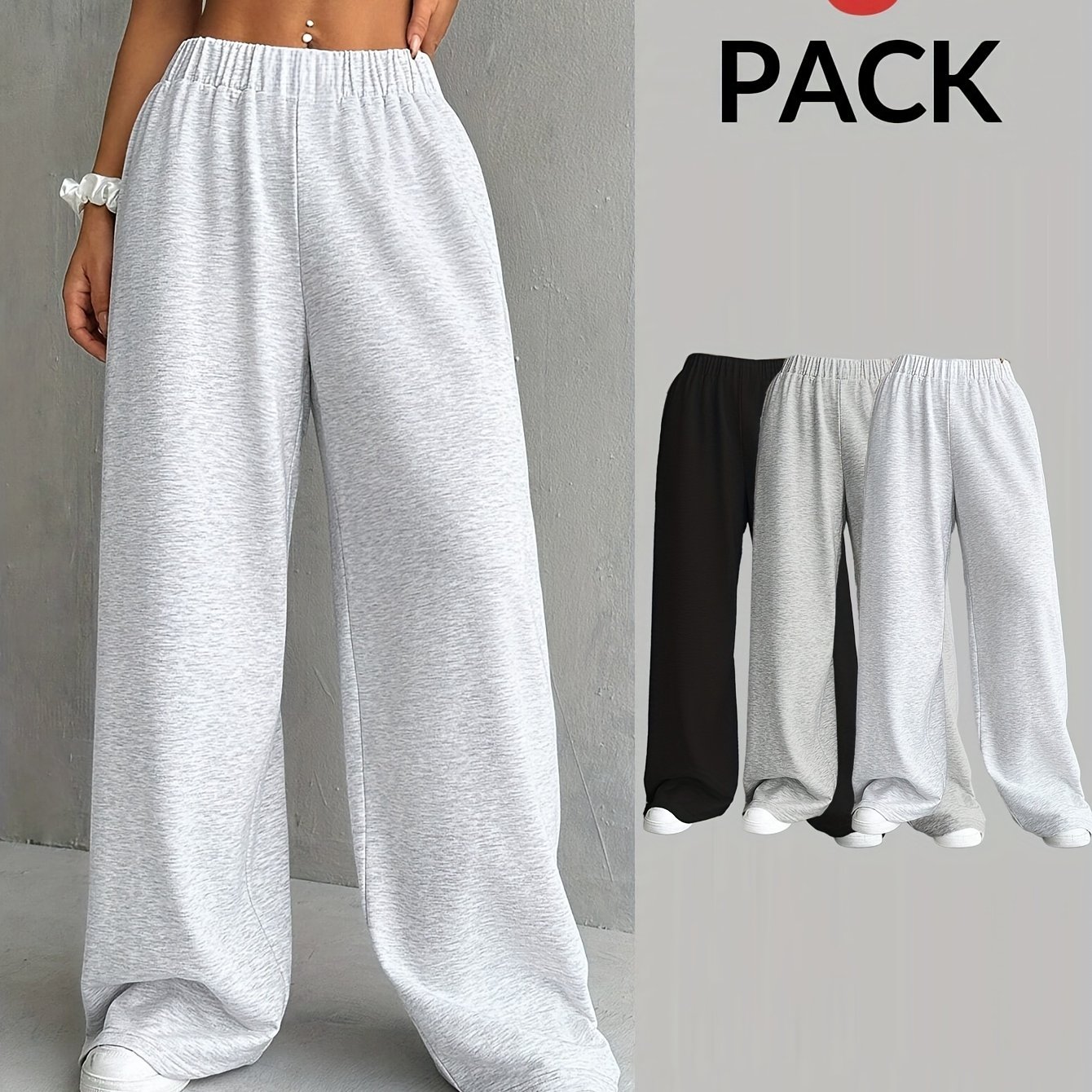 Three-piece Set Of Women's Casual High-waisted Wide-leg Pants