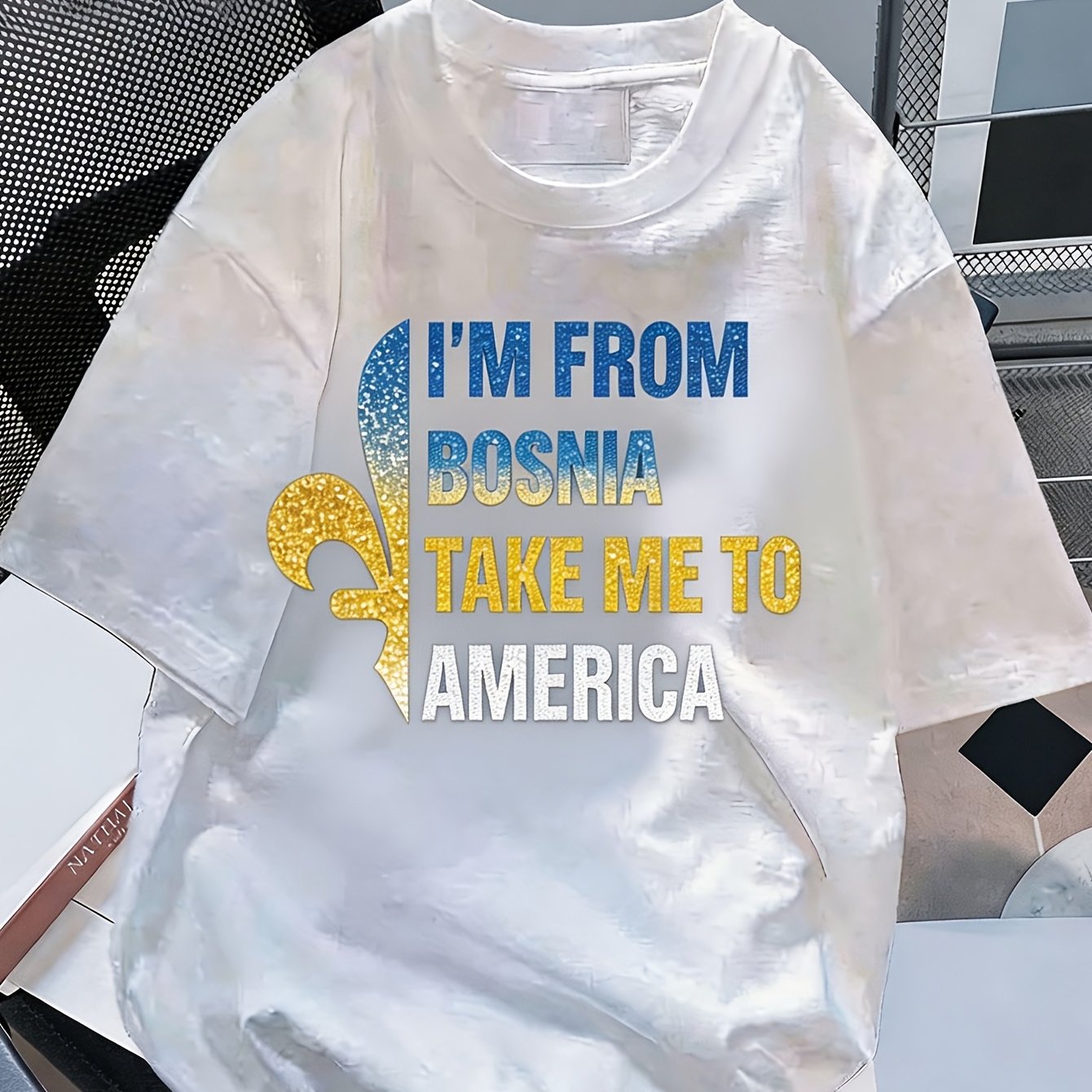 Image of European Local I Am From Bosnia To America Men Europe Style Tee Local Folk Feature Daily Street Wears
