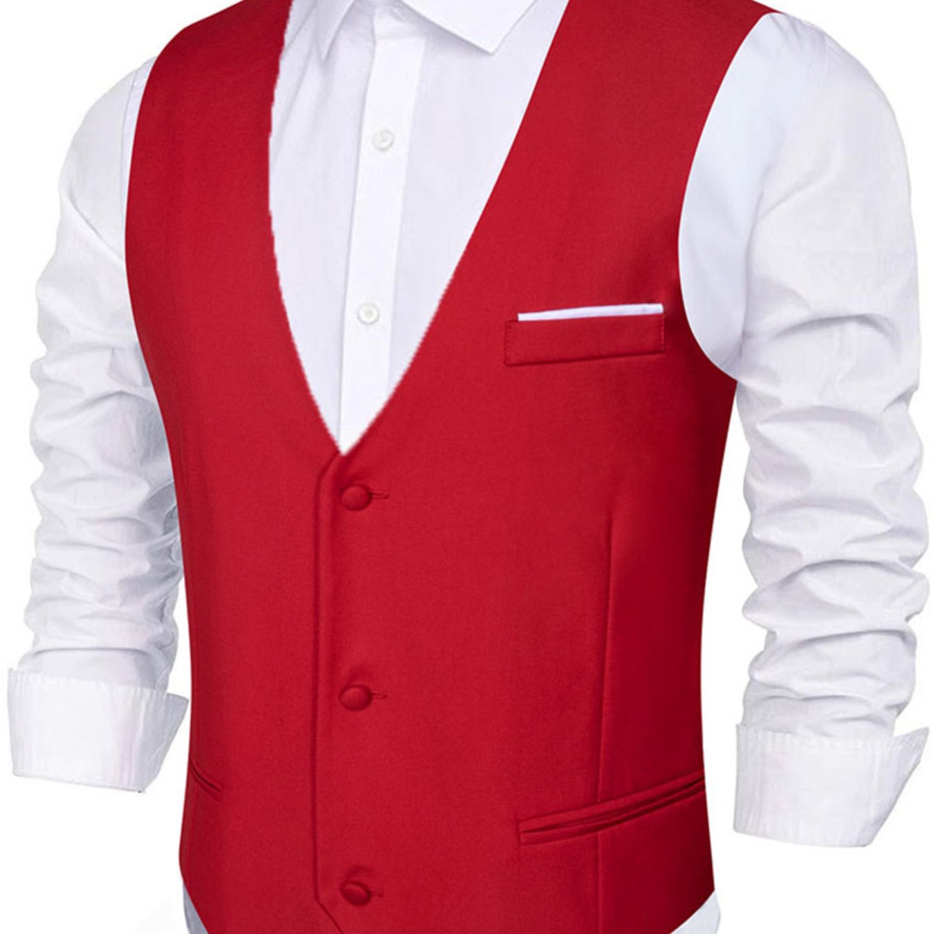 Classic Men's Vest Red Waistcoat Men's All-match Formal Vest, Plus Size