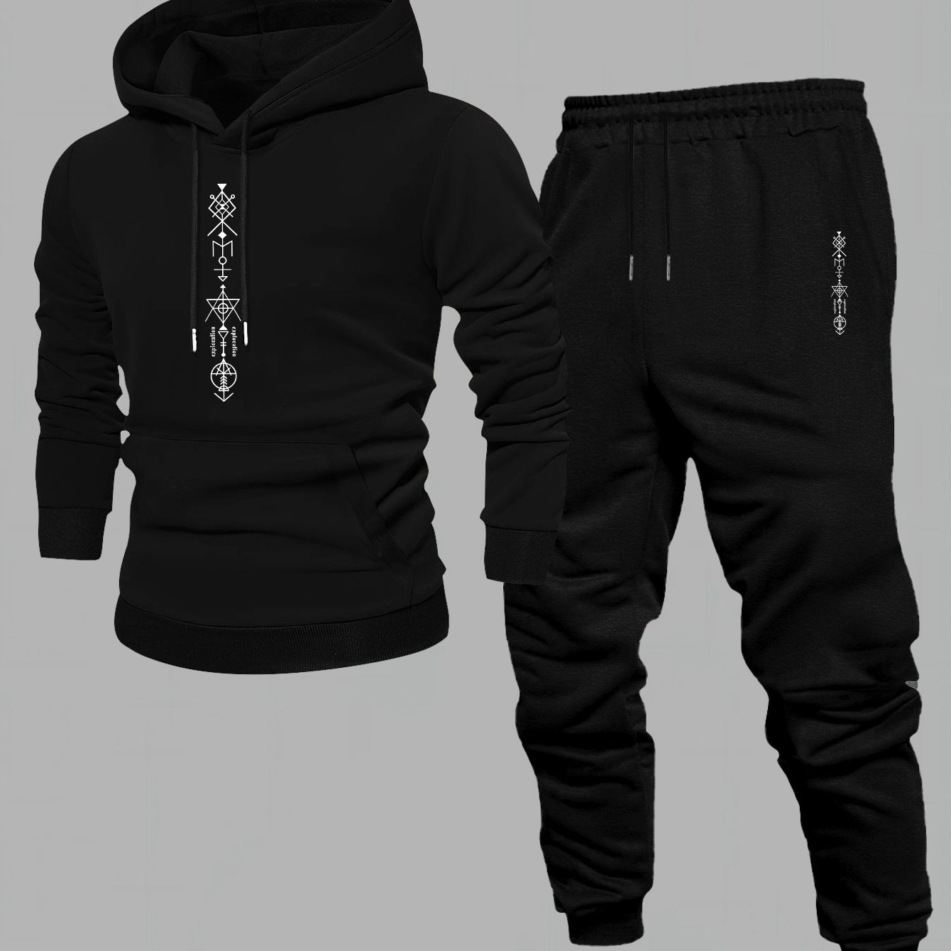 E-shop Herren Casual Kapuzenpullover mit Kordelzug Zweiteiler, Neue Herbst Winter Lockerer Hoodie Sportbekleidung