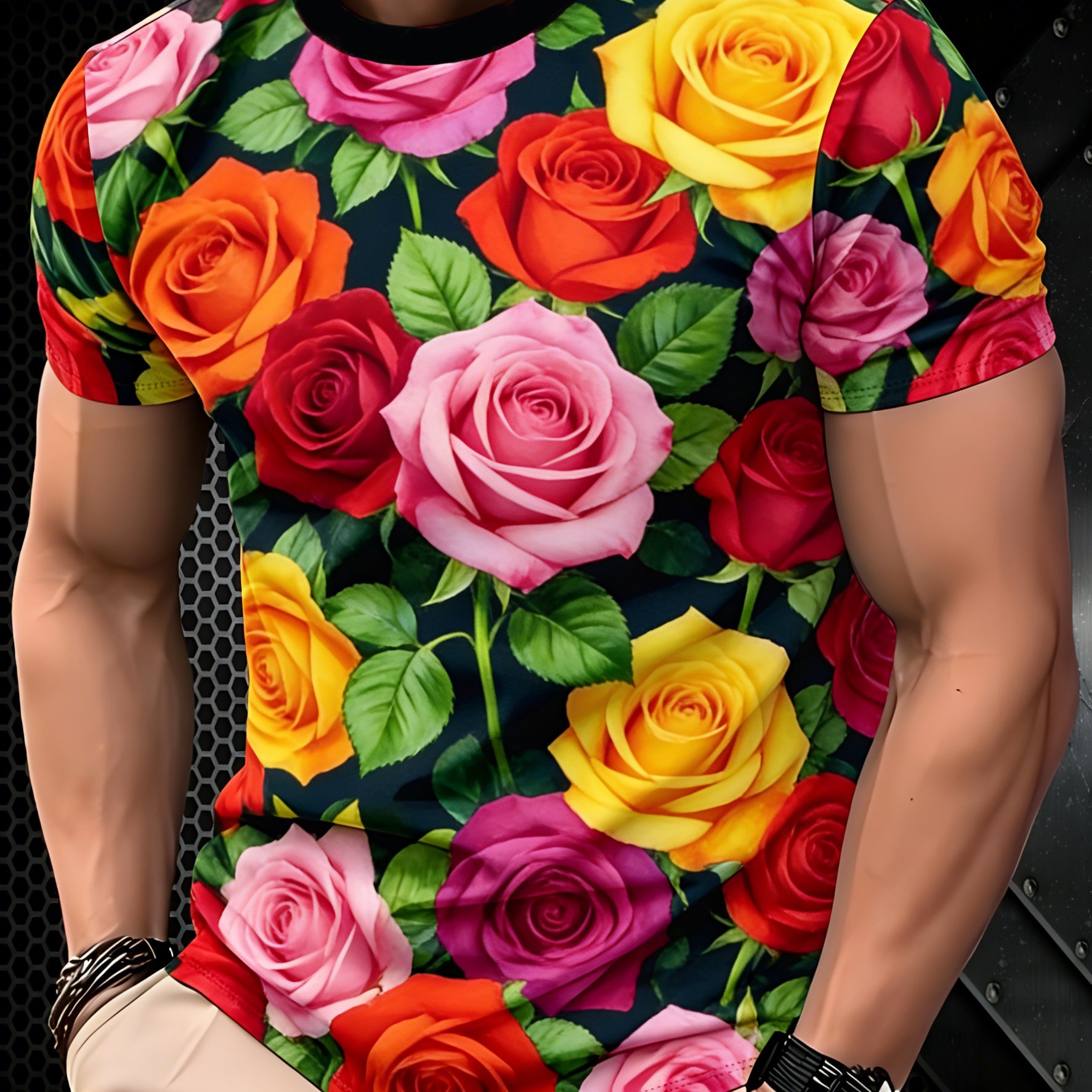 TEMU [printed Design - Not Textured] Men's Summer New T-shirt, Men's Round Neck Short Sleeve Top, Round Neck, Fashionable Design, Cool Men's Gift,