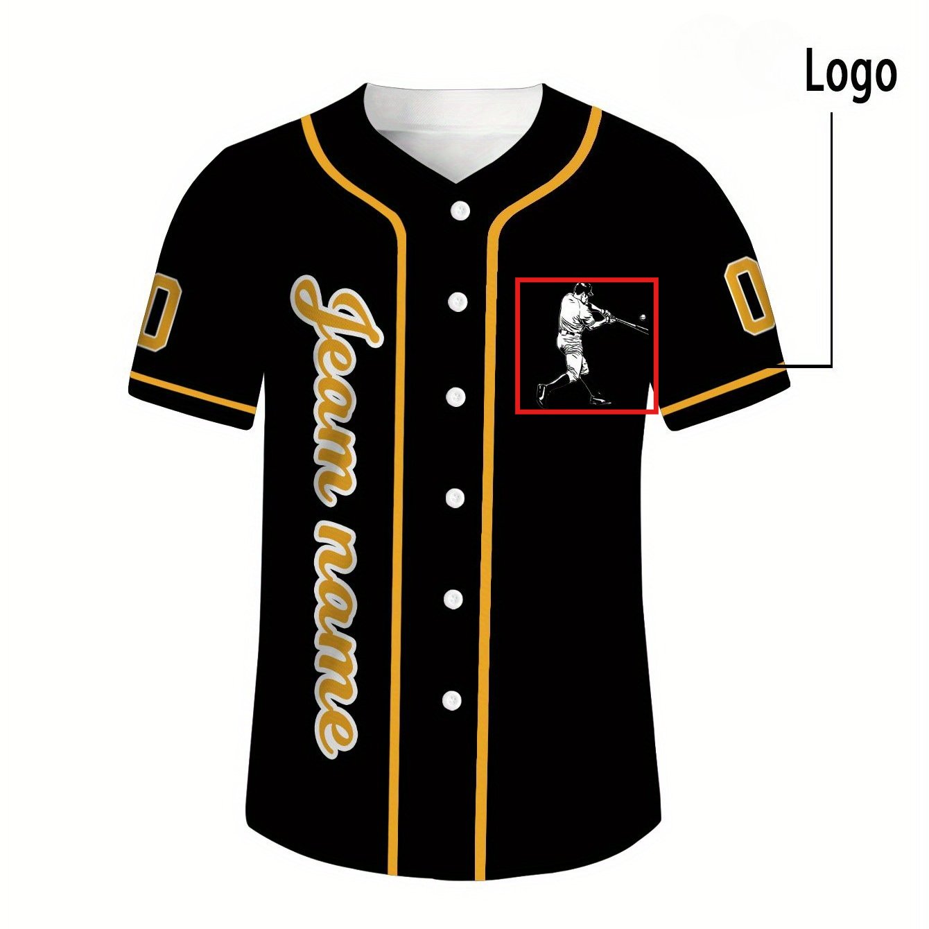 TEMU Men's Custom Baseball Jersey With Personalized Number & Name - -neck Button-up Short-sleeve Suitable For Games & Daily Wear, Machine Washable