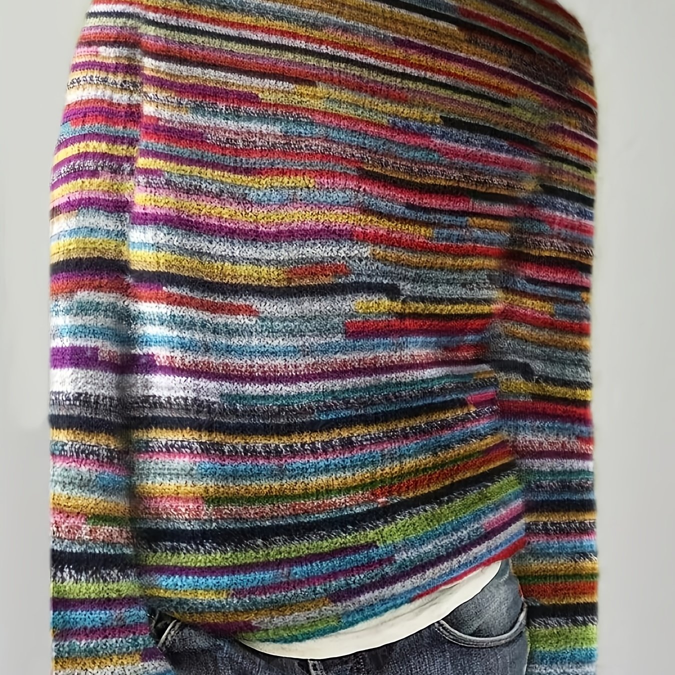 E-shop Rachel Eleganter Damen-Pullover im Color-Block-Stil – Hochelastischer Langarm-Pullover mit Rundhalsausschnitt, weicher Stretch geeignet zum