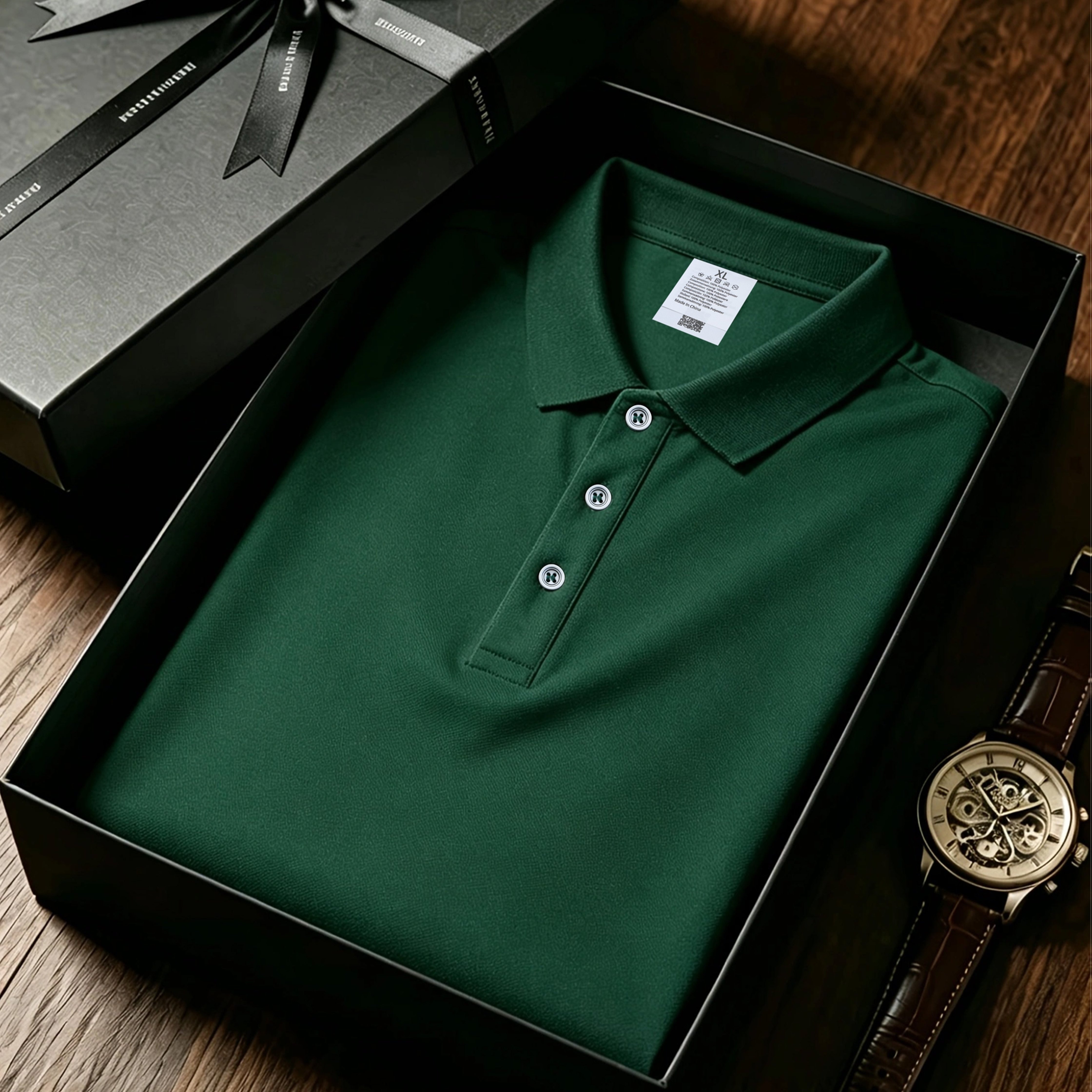 TEMU Classic Solid Color Short-sleeve Shirt, Men's Golf Lapel Button-up Fashionable And Versatile Top (box Not Included)