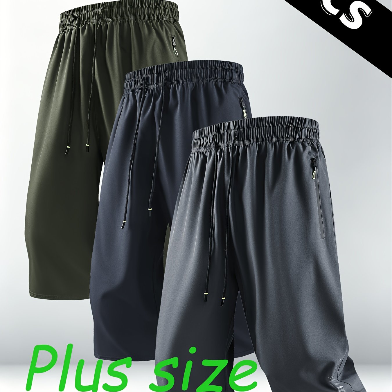 TEMU Men's Plus Size Loose Fit Capri Pants 3pcs Cooling Sports Shorts, Plus Size
