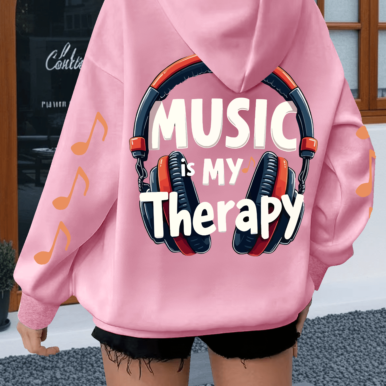 TEMU Women's Plus- Festival Hoodie With Letter Graphic Print, Casual Drawstring Long Sleeve Sweatshirt With Kangaroo Pocket, Plus-size Women's