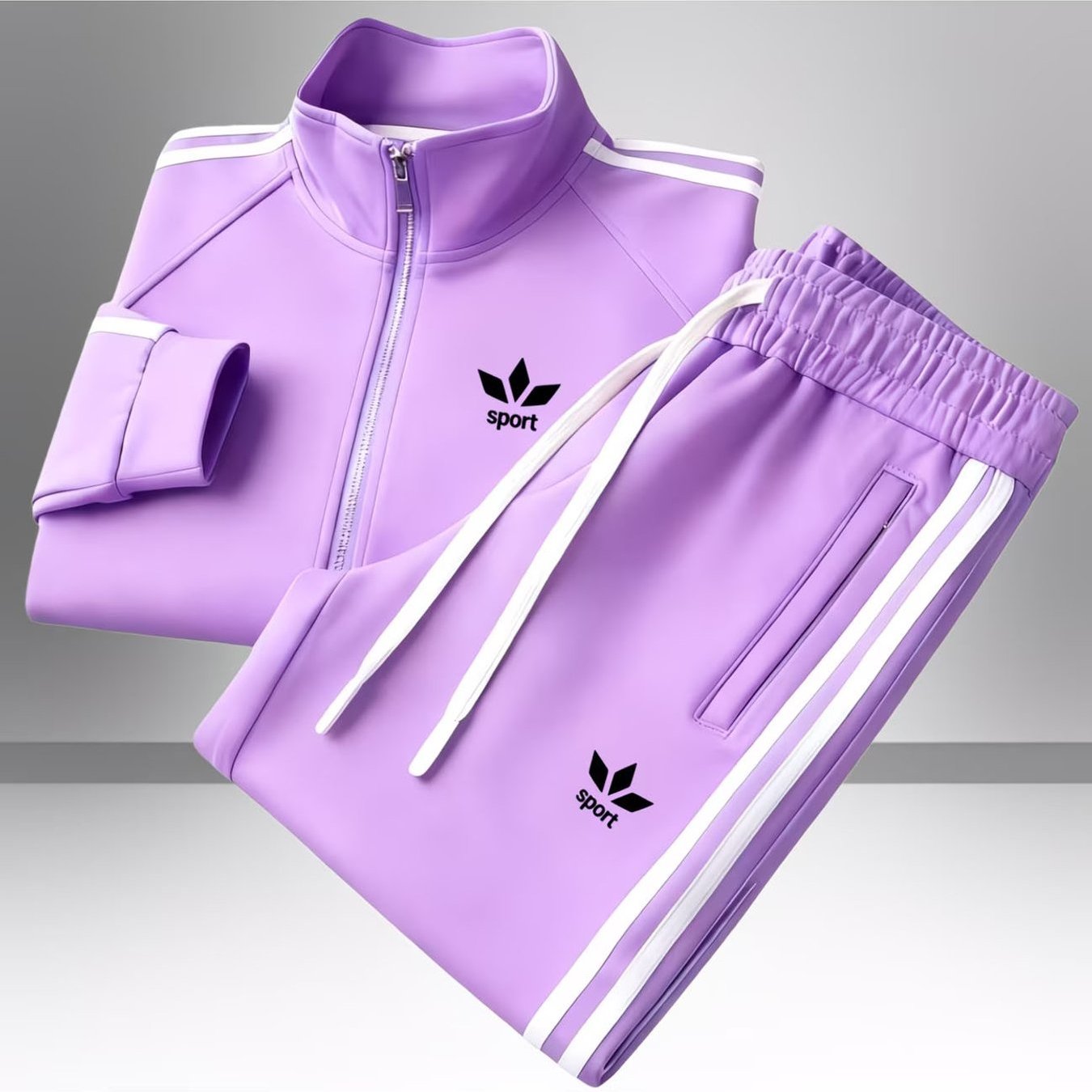 Tracksuit Women's Fashion Sporty Casual Trendy Stand Collar Zip Jacket With Logo Print Elastic Waist Pants With Logo Print Women's Outfits Sportswear For Adults Women Casual Wear Sportswear Daily Wear