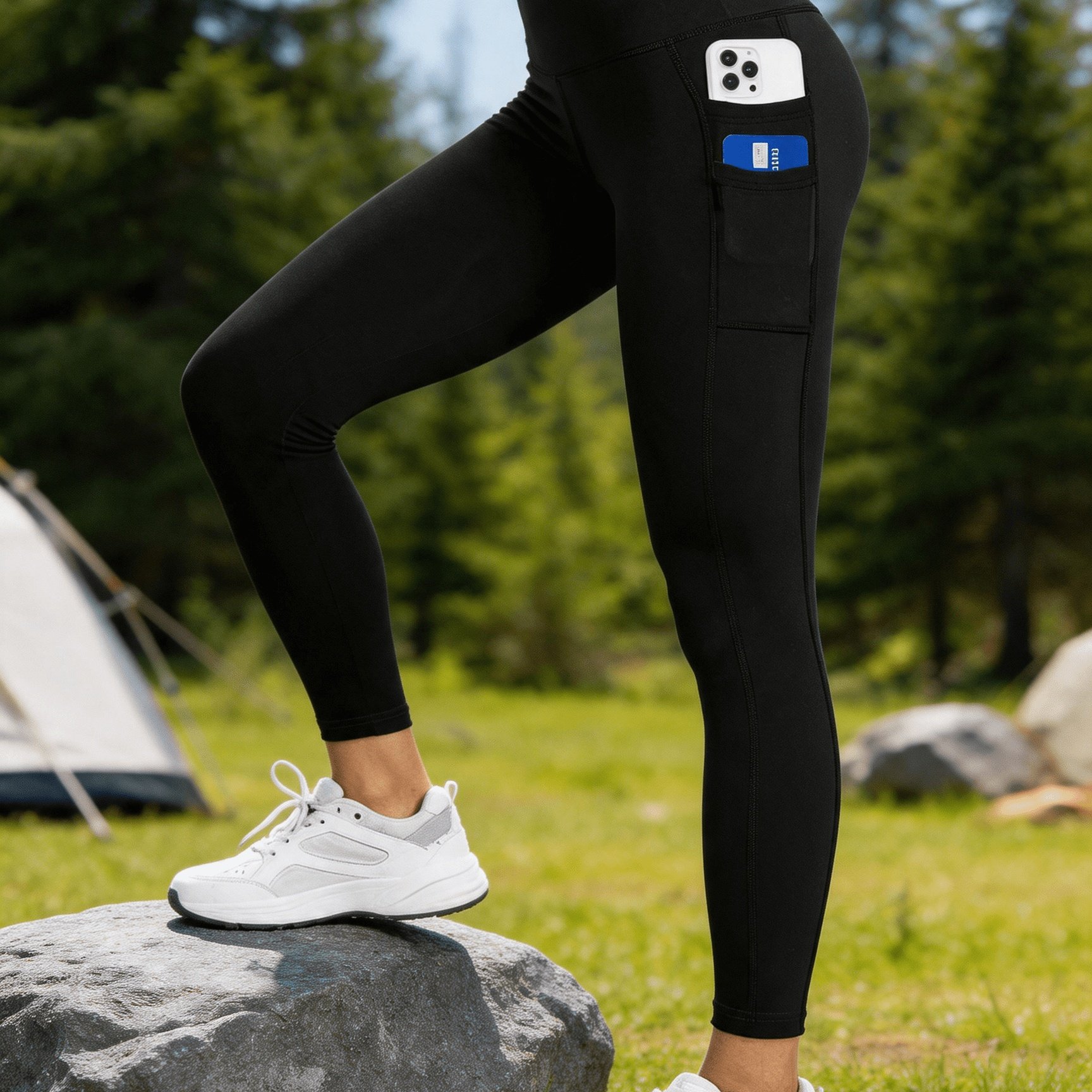 TEMU Women's High-waist High- Pants With Dual Pockets, Fashionable Fitness And Sports Trousers, Pack Of 1