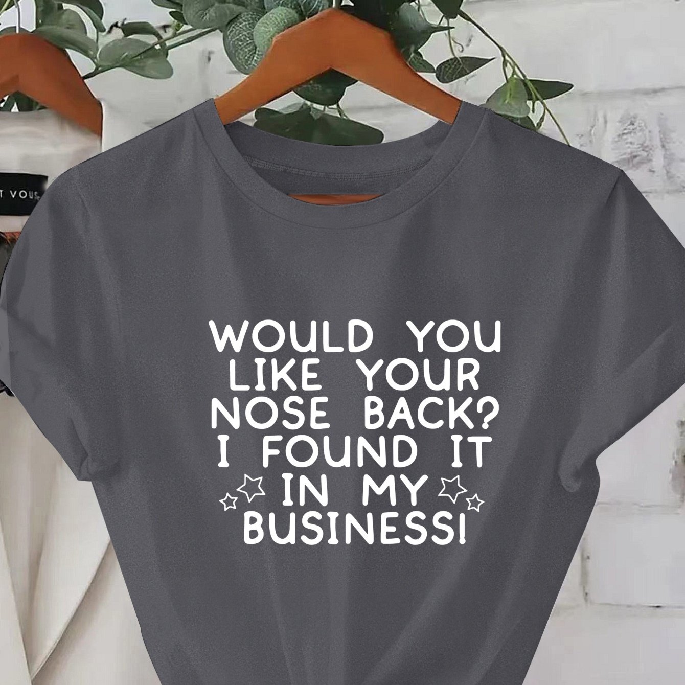 TEMU Fashionable Round-neck T-shirt With Printed Patterns, Labeled As Women's Clothing