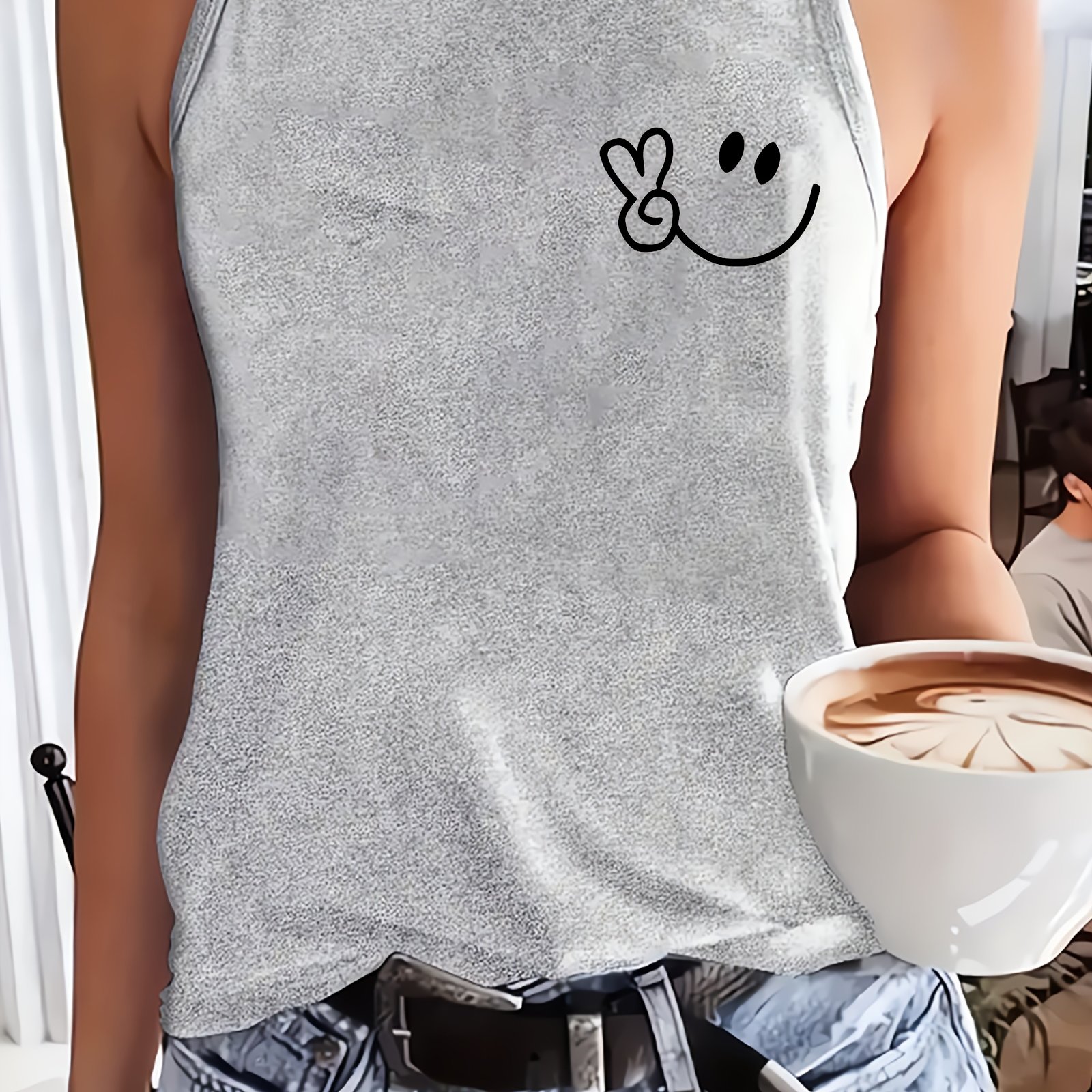 Image of To Be , Trendy Fashion, Women's Sleeveless Vest, Casual Loose Fit, Women's Summer Fall Casual Athletic Wear