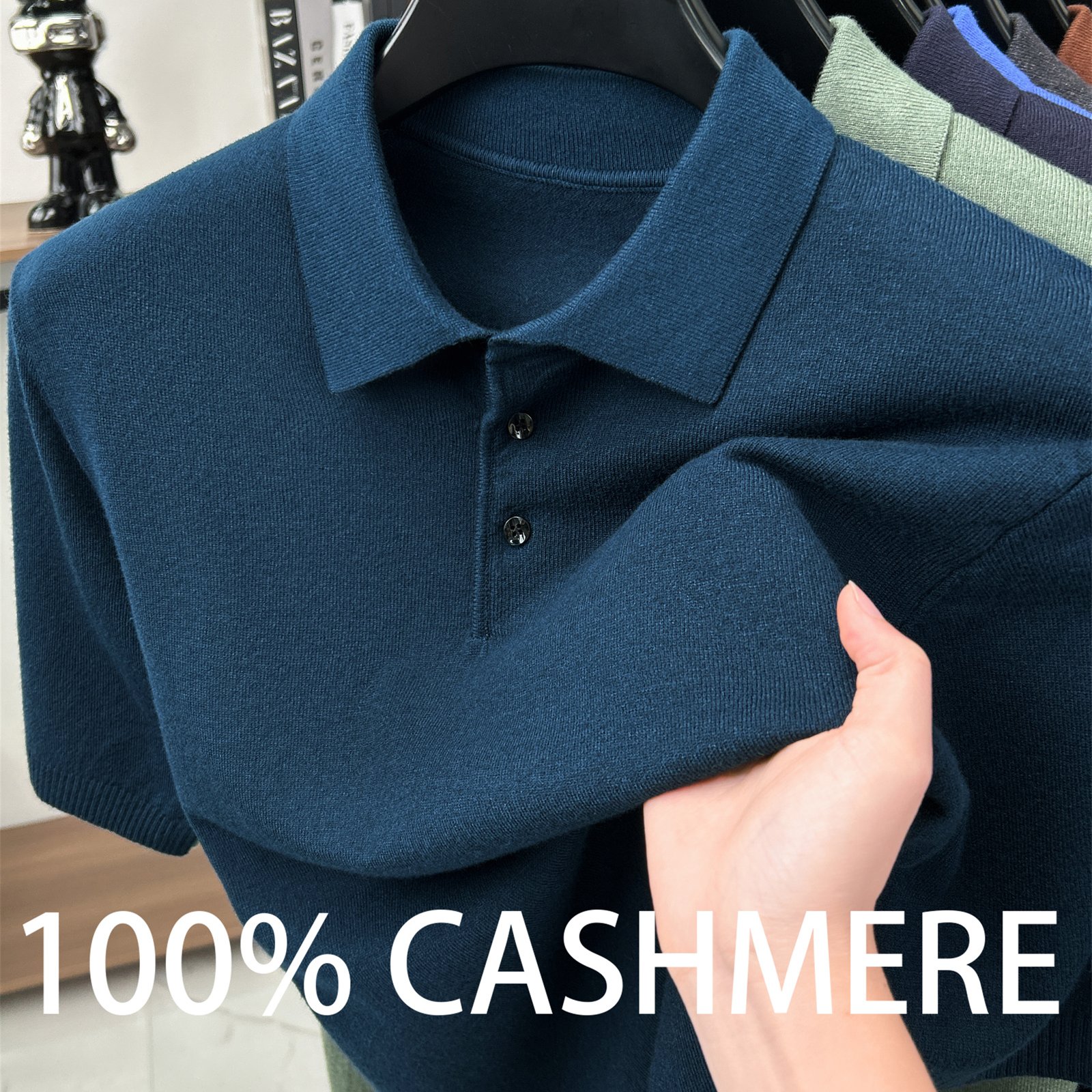 TEMU Zbzp Spring, Autumn, Summer Knitted Three-dimensional Solid Color Lapel Sweater, Basic Knitwear, Men's Fashion Short-sleeve T-shirt Knitwear Dz