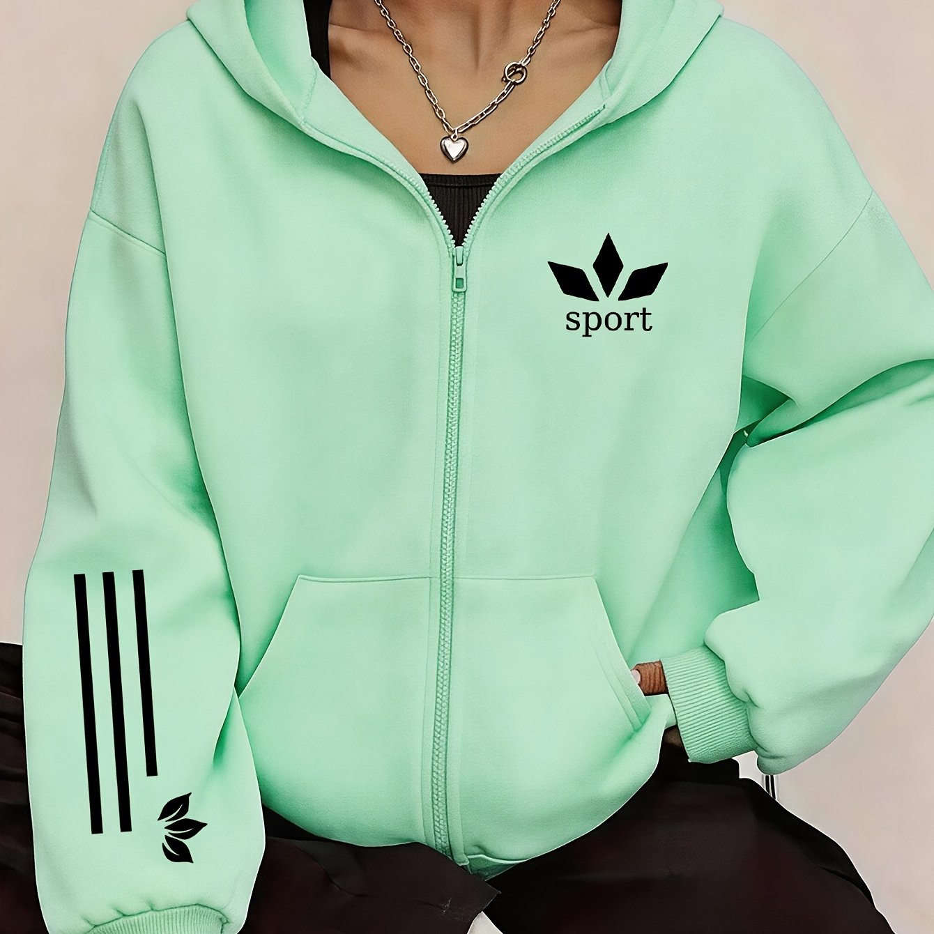 TEMU Artistic Pattern Print - Y2k Zip-up Hoodie - Fashionable And Comfortable Zip-up Jacket, Suitable For Casual Sportswear, Casual Sportswear