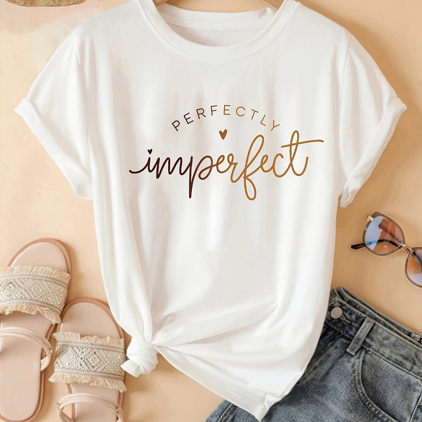 Image of Western Fashion Loose All-match Casual Short Sleeve T-shirt Printed Top