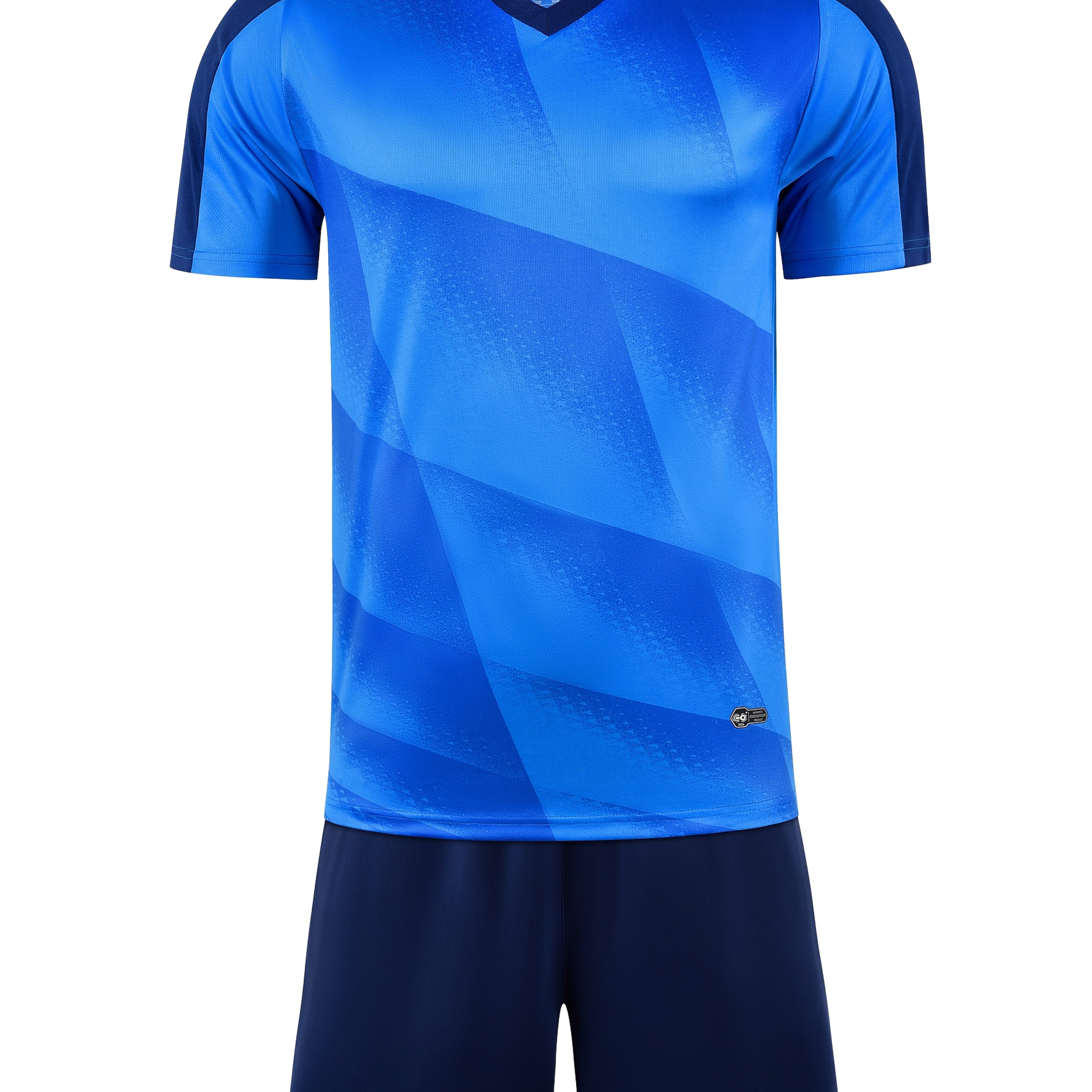 TEMU Ensemble de sport pièces pour entraînement de soccer et course, comprenant un t-shirt respirant à manches courtes avec des rayures géométriques