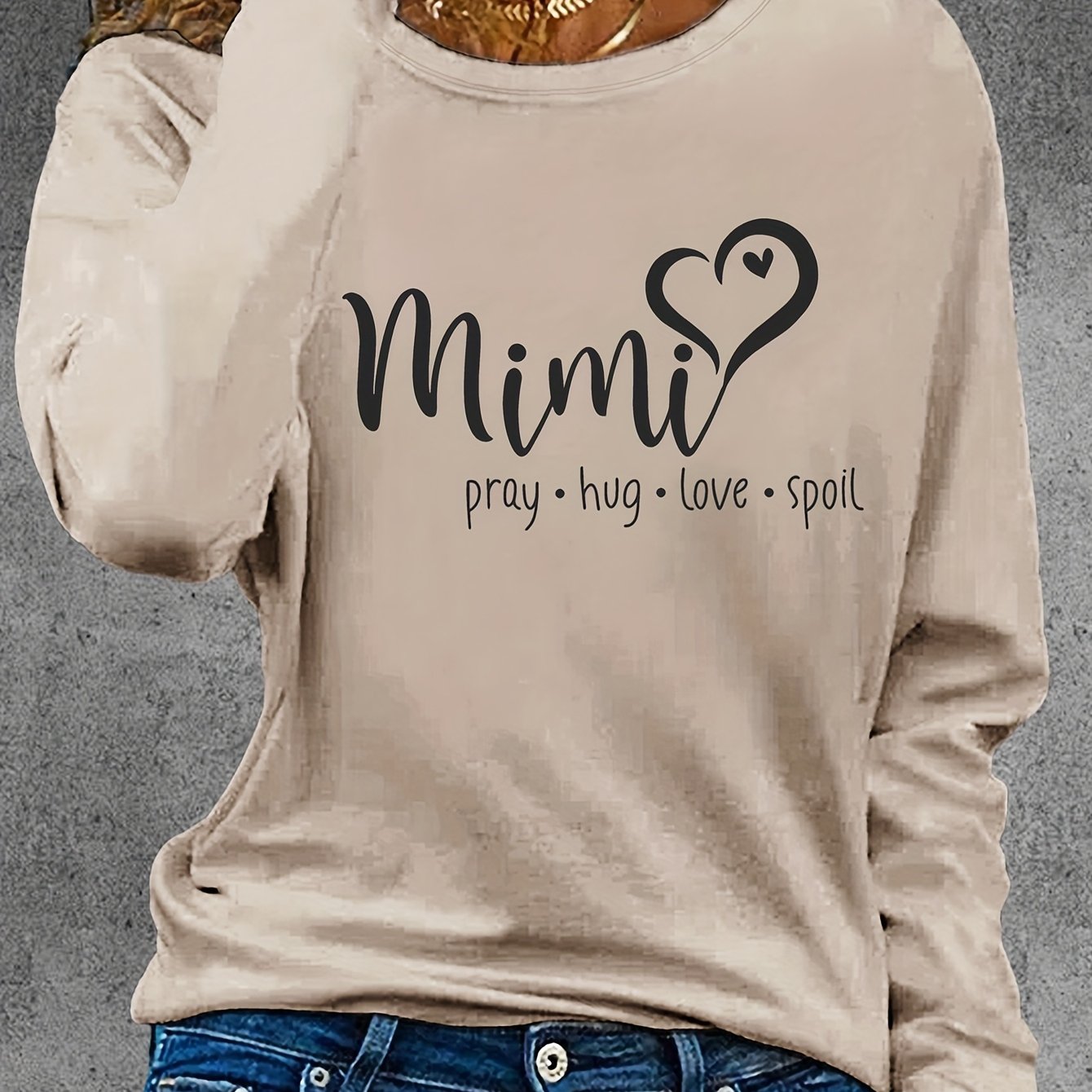 TEMU Graphic Print T-shirt, Long Sleeve Crew Neck Casual Top For Summer & Spring, Women's Clothing