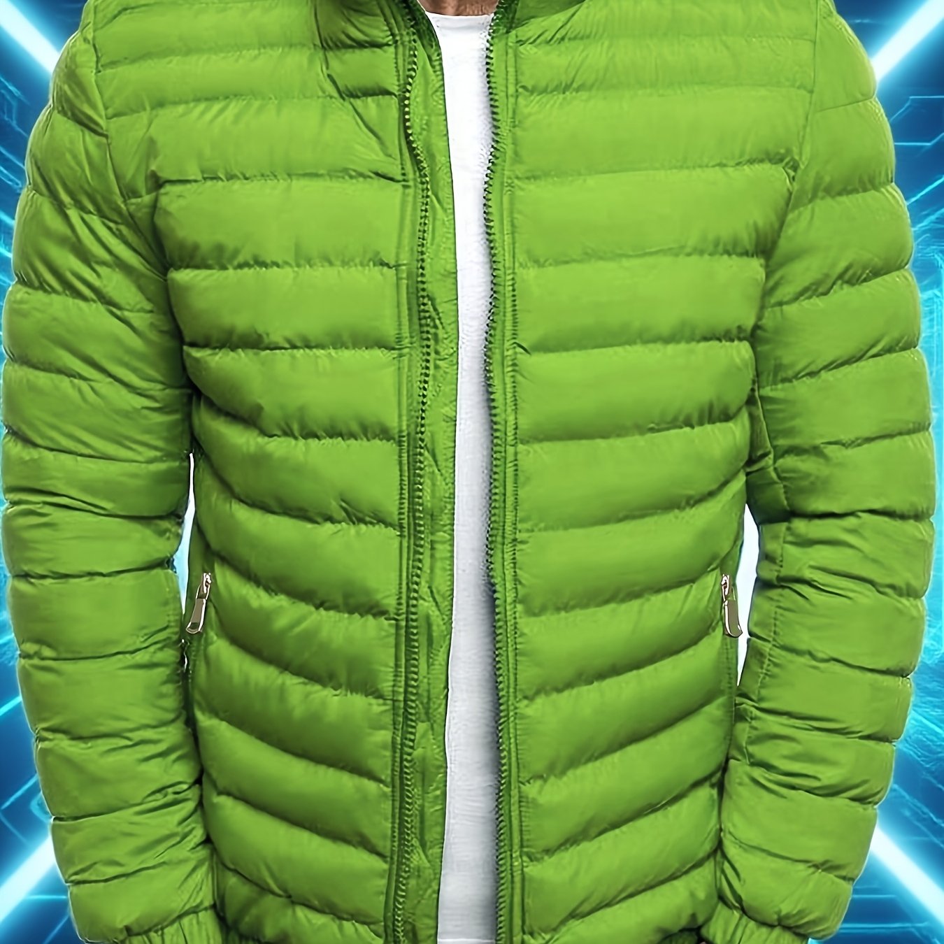 TEMU 1pc Men's Winter Solid Color Collar Jacket, Classic Zipper Collar Style, And , Versatile For Daily Casual Wear, Suitable For Gift And Personal