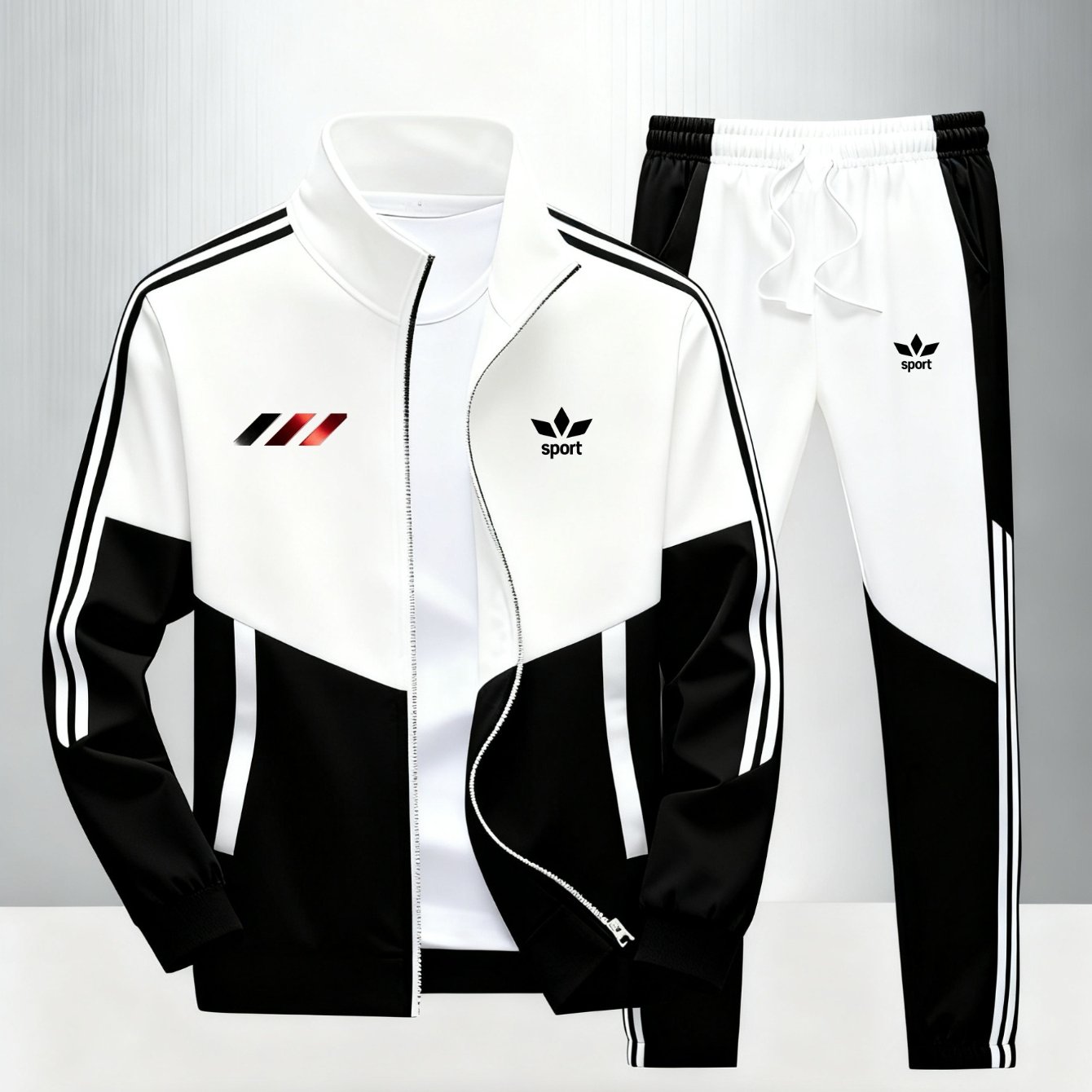 2pcs Set: Men's Casual Sportswear - Long-sleeve Jacket + Drawstring Pants (multiple Colors ), Plus Size