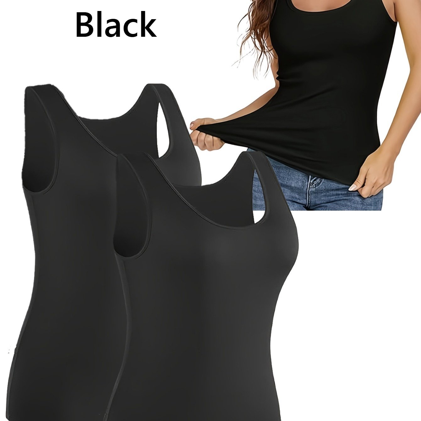 Image of 2pcs Women' Tank Tops, In , Classic And Versatile, 5 Sizes S-xxl, Soft, Breathable, And Stretchy Base Layers, Suitable For And Layering