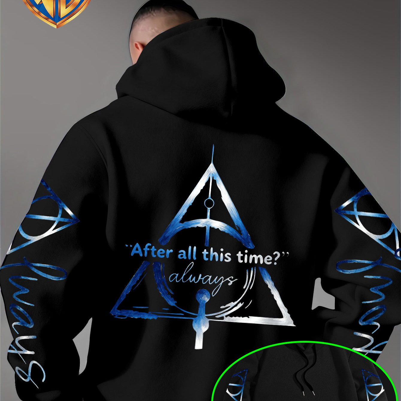 TEMU Harry Potter Deathly Hallows" Graphic Print - Men's Fashion Hoodie Sweatshirt, Sleeve Print Design, Kangaroo Pocket With Drawstring Hood,