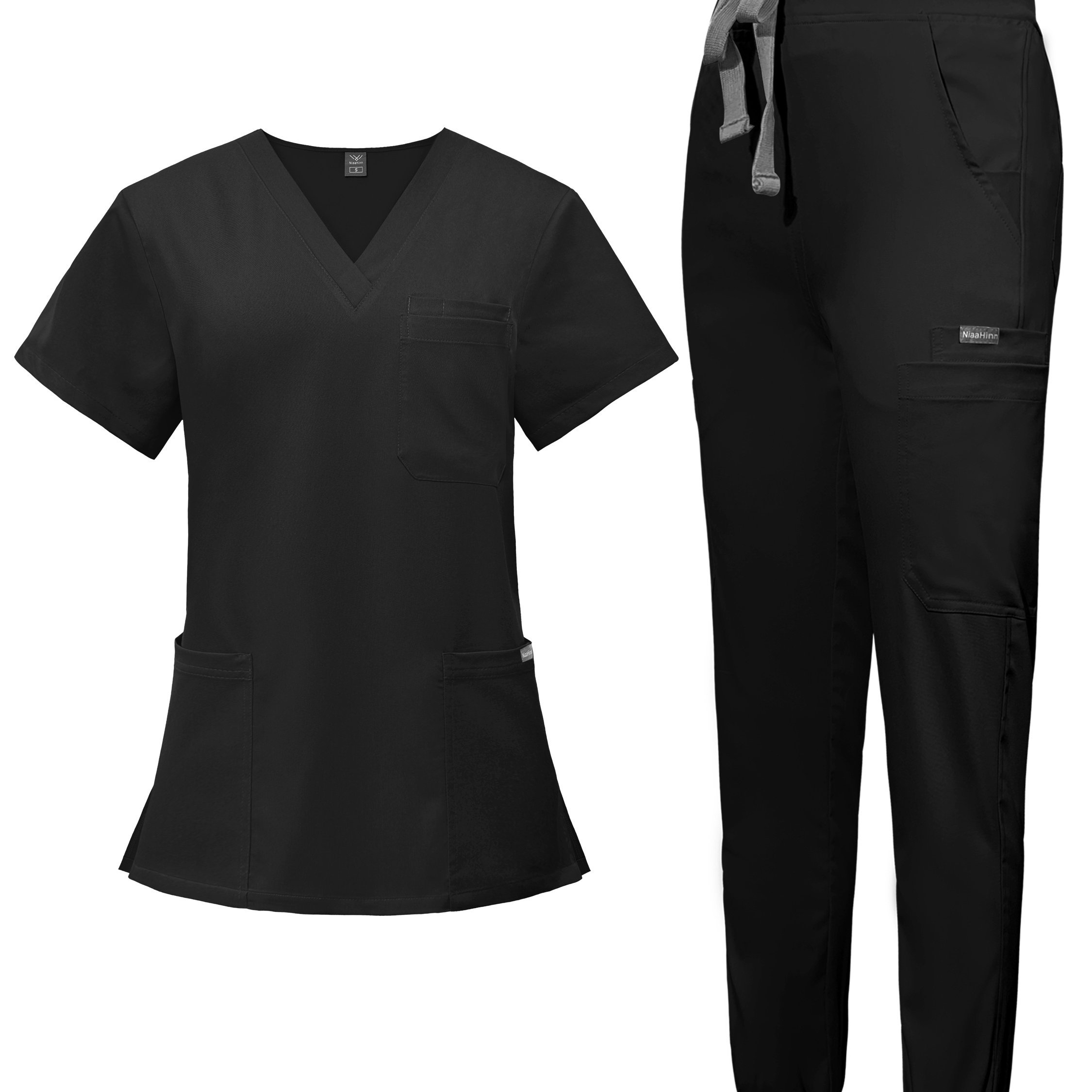 TEMU -Arzt- Unisex Casual Jogger-Anzüge Kurzarm-V-Hals-Tops Krankenschwesterhosen -Kleidung Scrubs