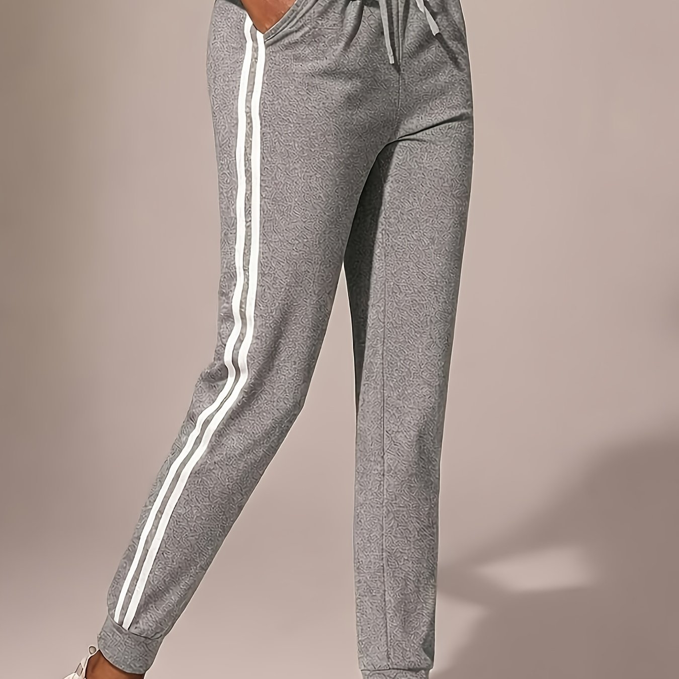 Autumn/winter Women's High-waisted Joggers, Yoga Pants, Casual Running Pants With Side Pockets And Drawstring Design, High-stretch Sweatpants