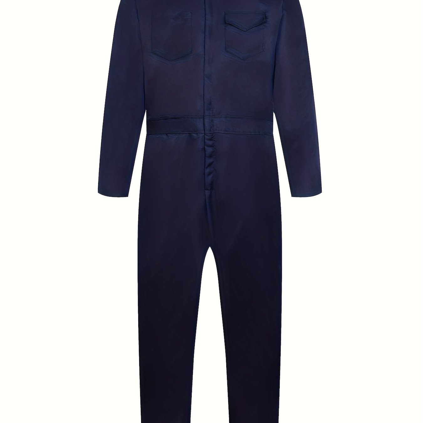 TEMU Navy Blue Workwear Jumpsuit With Bloodstains, Role-playing Costume For Halloween Horror Characters, Role Play Outfits Men