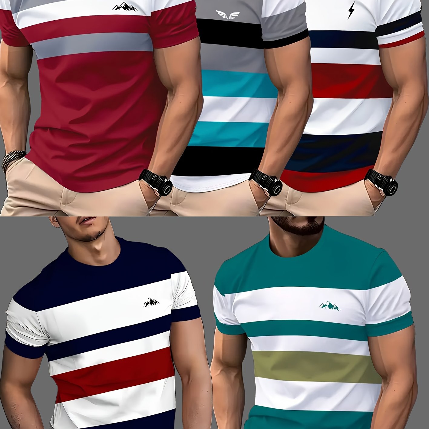 5-pc Easy Striped Men's T-shirts