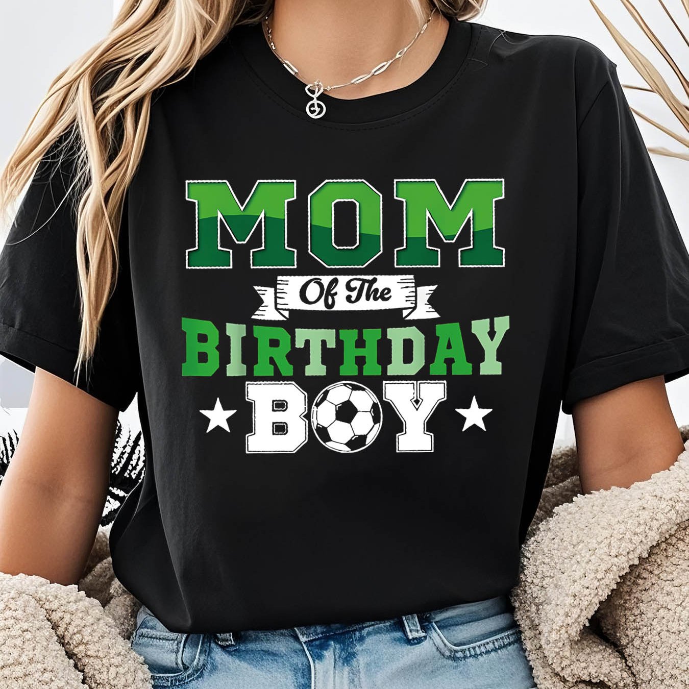 TEMU Soccer Mom Of The Birthday Letter Print T - Shirt Women's Spring - Summer Short - Sleeve Crew - Neck Casual T - Shirt, Daily Leisure, Holiday