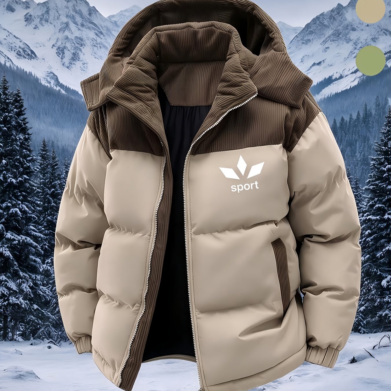 Men's Thickened Warm Hooded Jacket with Print Design