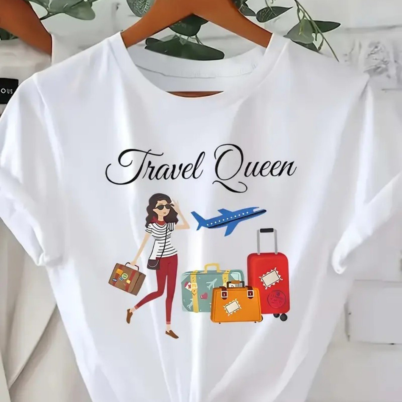 TEMU Fashion Creative Pattern Printed Women's T-shirt, Suitable For Spring And Summer Casual Women Short-sleeved T-shirt, Comfortable Fashion Elegant