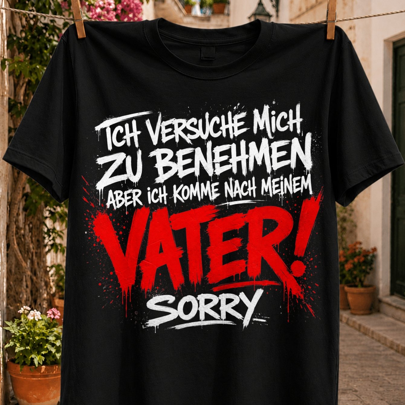 I Try To But I Take After German Quote Red Brush Lettering Family Unisex All T-shirt
