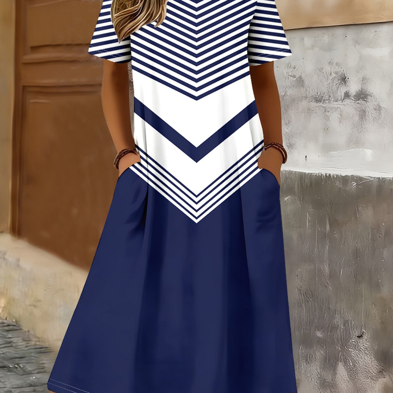 TEMU Plus Size - Plus Size - Fashion Long Round Neck Short Sleeve Elegant Plus Size Dress