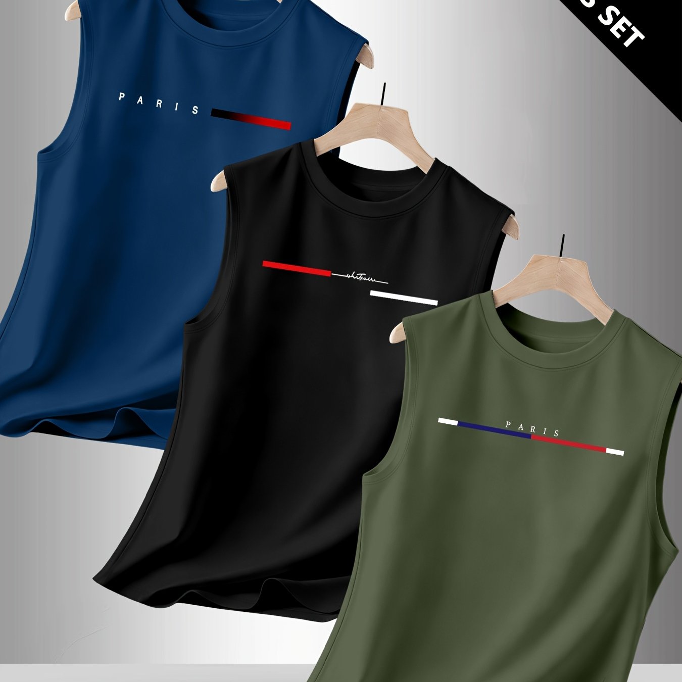 TEMU Men's Casual Sport Tank Top 3pcs Set