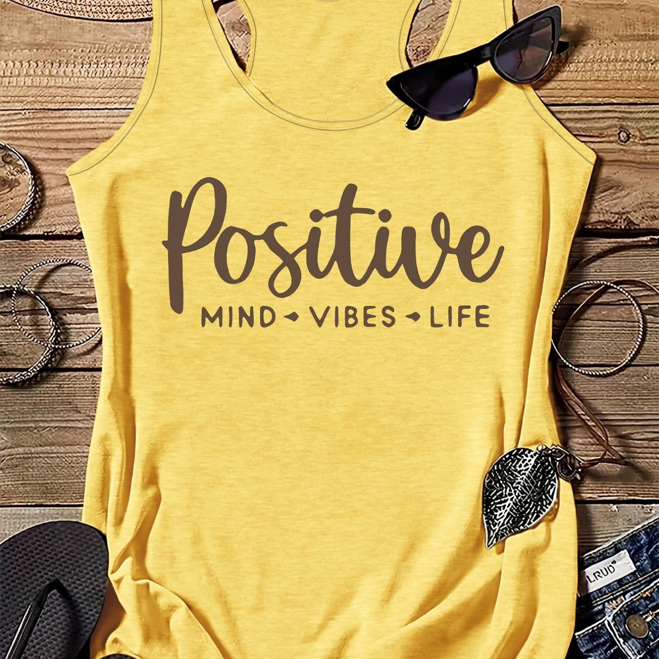TEMU Graphic Print Tank Top, Casual Crew Neck Tank Top For Summer, Women's