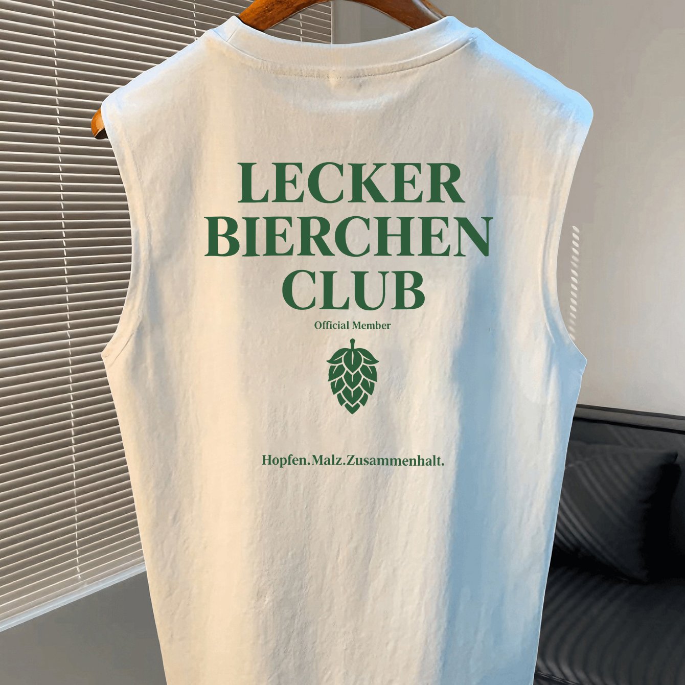 Image of Men's Sleeveless Vest, ' Bierchen Club' German Beer Print, Simple Bar Aesthetic, Breathable Loose Vest T-shirt Suitable For Gym Exercise, Summer Casual Wear And Beer Enthusiasts