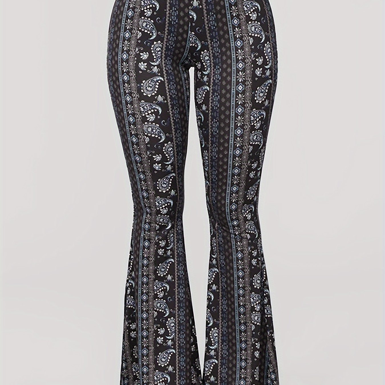 Image of Paisley Flared Pants, Sexy High-waisted Taboo Trousers, Women's Clothing