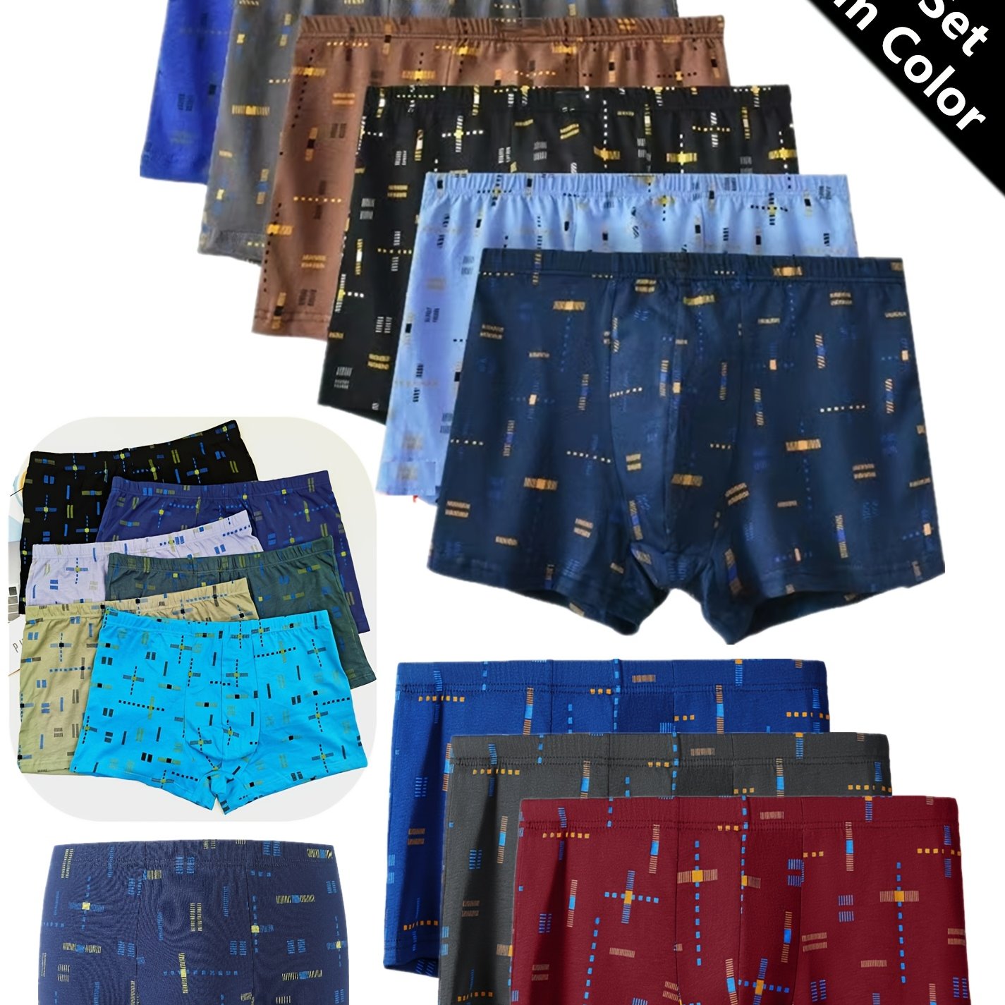 Random 10pcs Assorted Colors Men' Comfortable Breathable Flat Briefs Seamless Square Shorts