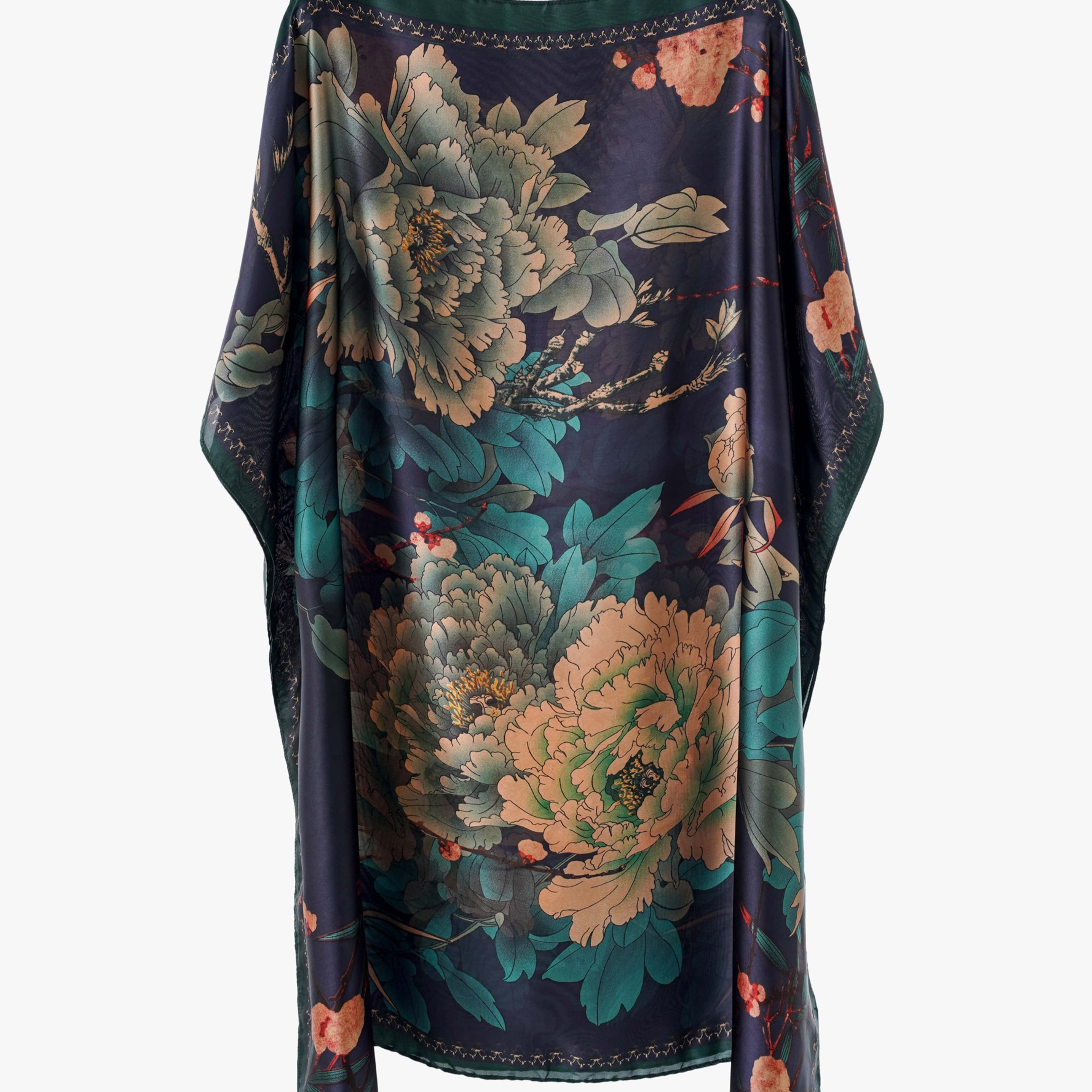 TEMU Plus Size, Vintage Floral Print Women's Plus Size Cover-up, Breathable And Comfortable Women's Summer Shawl, Suitable For , Travel, Decoration,