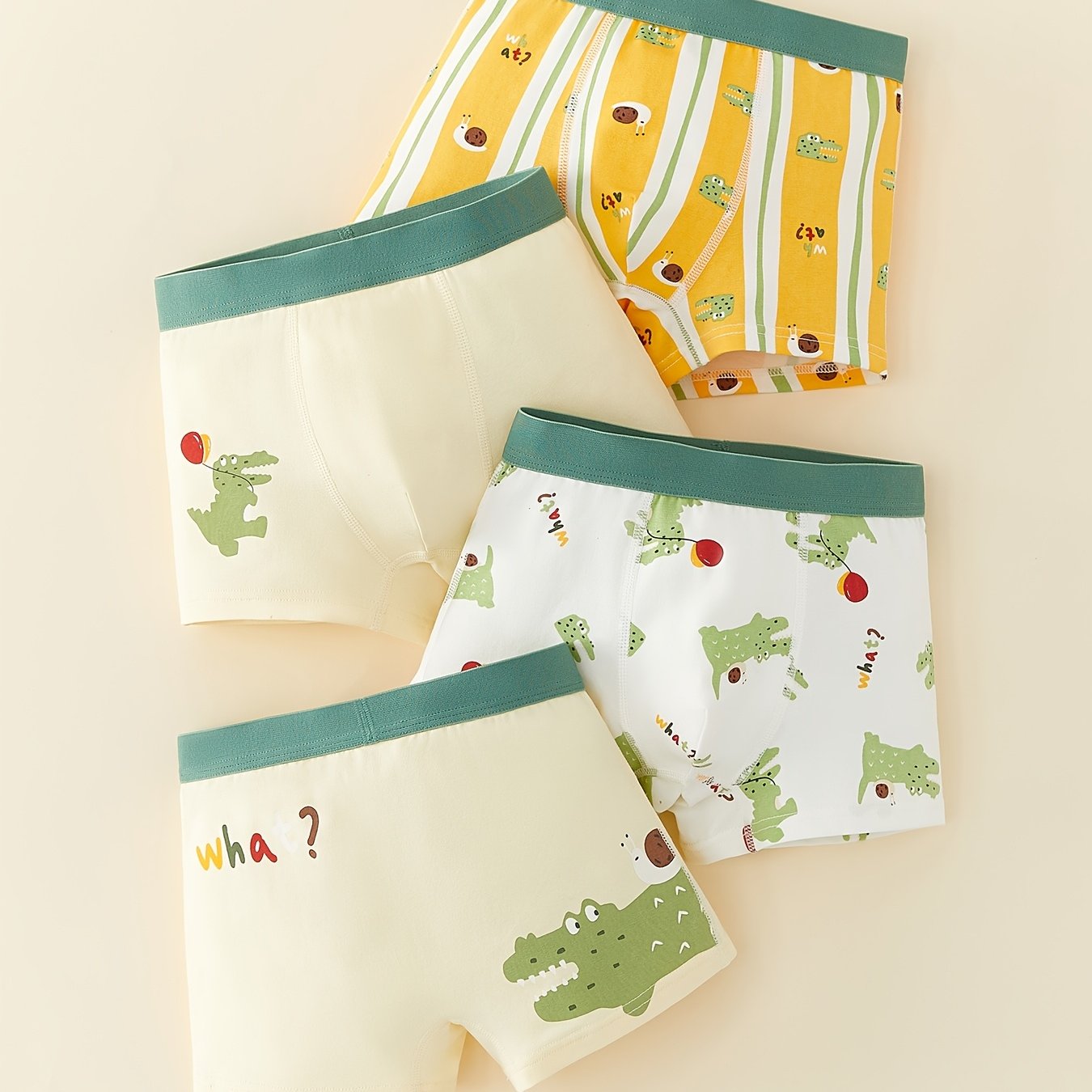 Image of 4pcs Boys' Cotton Briefs, Children's Cotton Boxer Briefs, Boys' Quadrilateral Shorts, Baby Boys' Cartoon Cotton Underwear, Undergarments For Toddlers And Older Kids