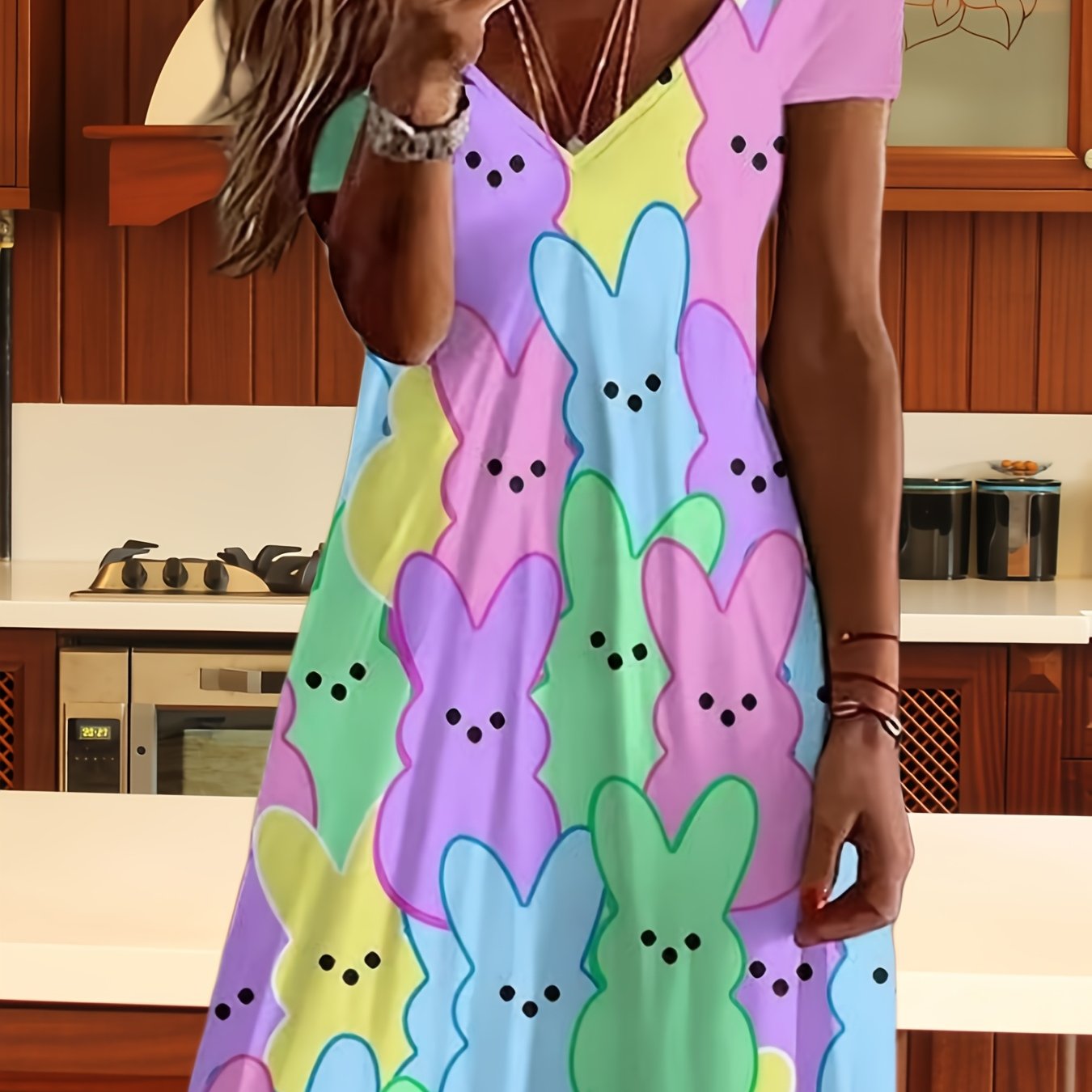 TEMU Plus Size, Plus Size Women's Spring/summer New Cartoon Print Dress