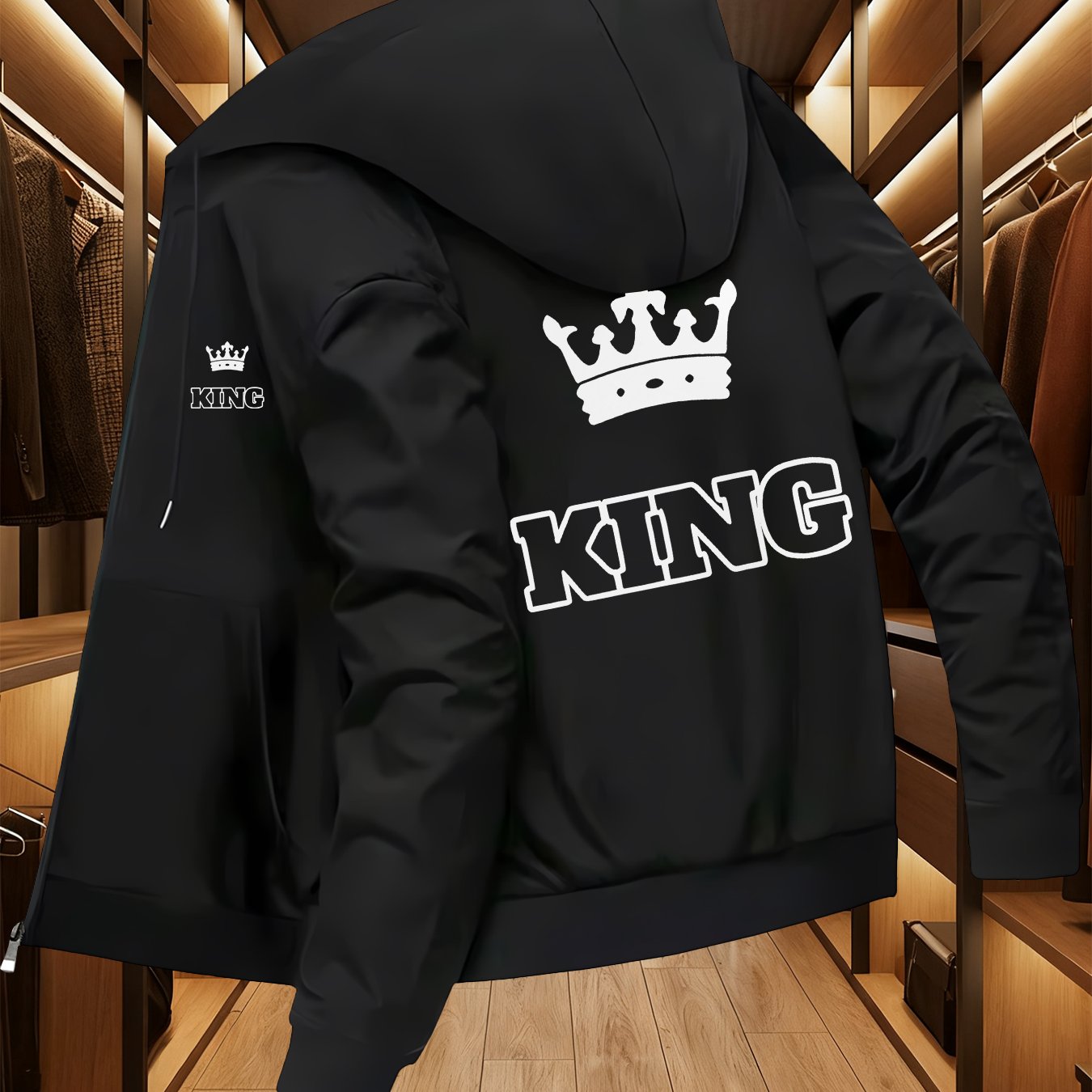 TEMU Men's Trendy Hooded Jacket, Style Logo Business, Youth Casual Sports Hooded Jacket