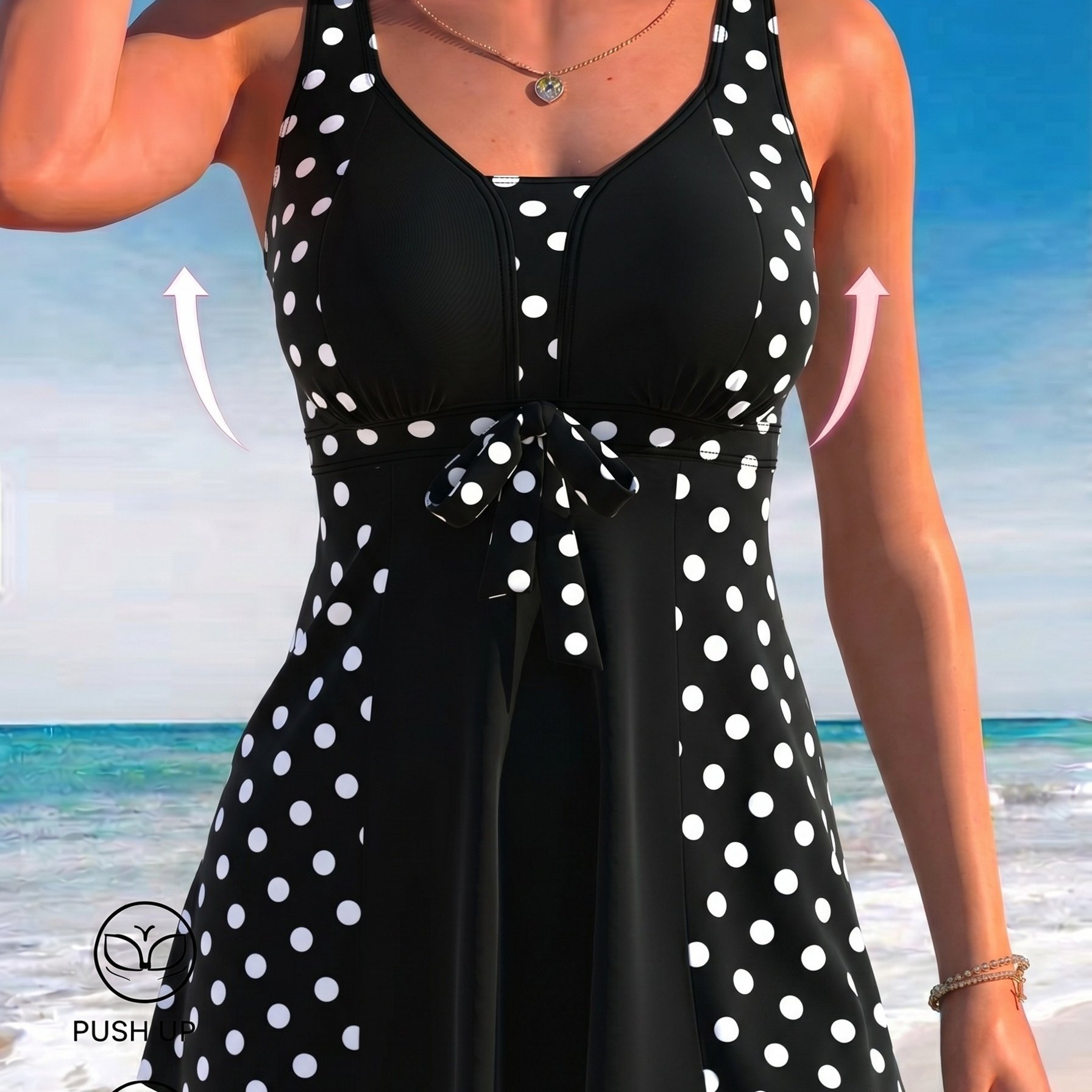 Women's Plus Size Casual Polka Dot Print Top And Briefs Swimsuit Set