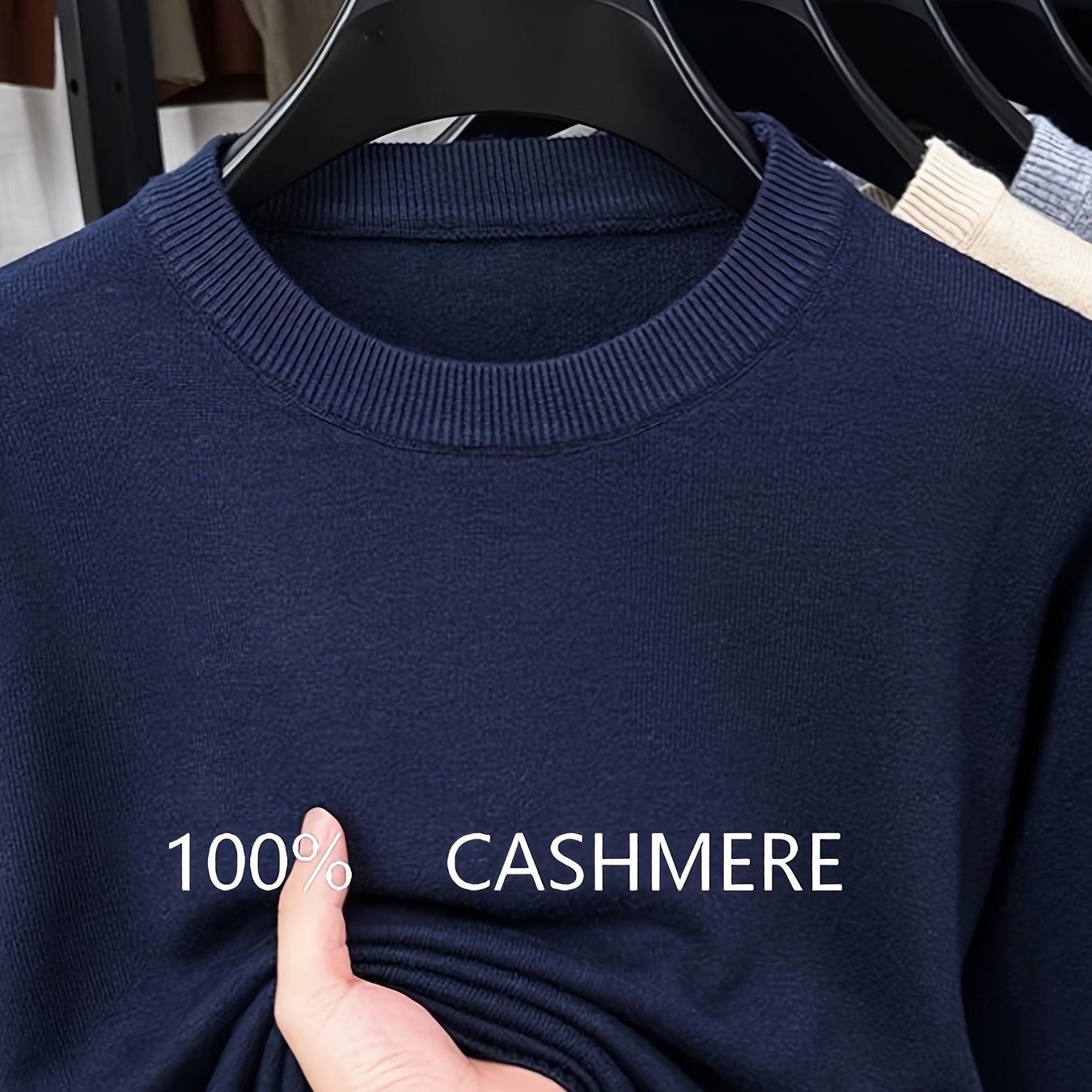 Image of Aw26 Gift Autumn And Winter Knitted 100%cashmere Solid Color Sweater, Men' Style, Fashionable Long-sleeved Sweater 1pc