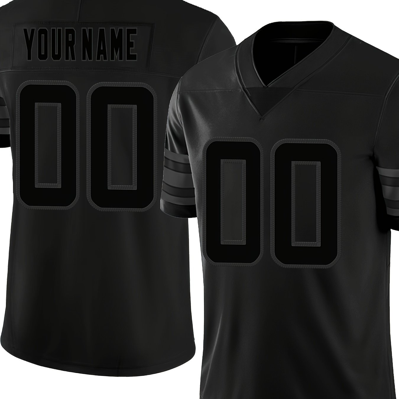 TEMU Customizable V-neck Football Jersey - Polyester, Embroidered Name & , For Casual , Parties, And Training - S To 3xl