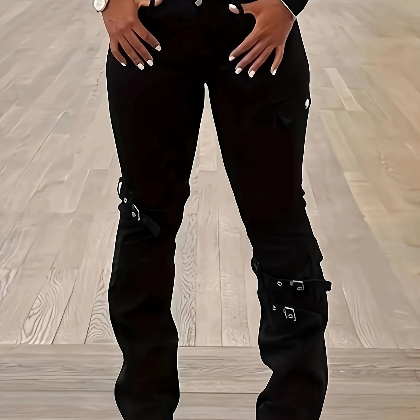 Women's High-end Fashion Stretch Flare Jeans, Solid Color Slim Fit Denim Pants