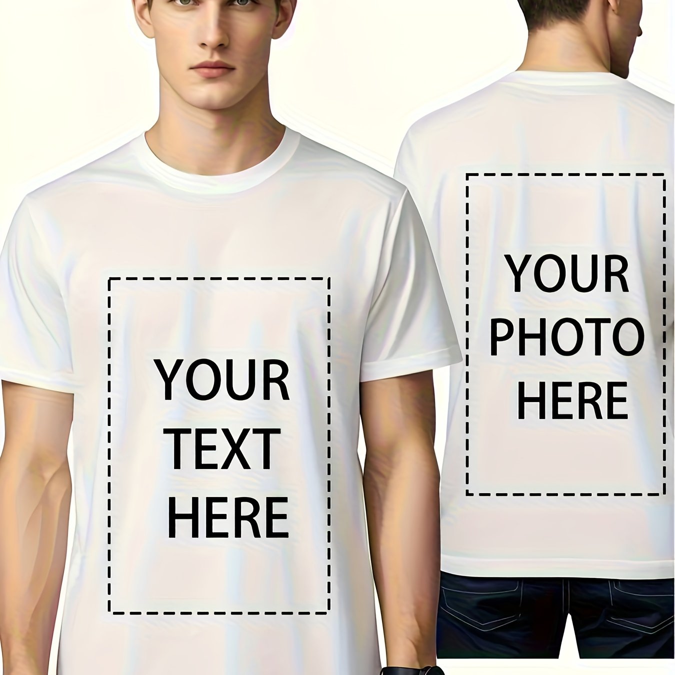 TEMU Custom Photo T-shirts Personalized With Your Own Picture/text - Bulk Orders & Corporate Branding | 100% Polyester Round Neck Tees For Team