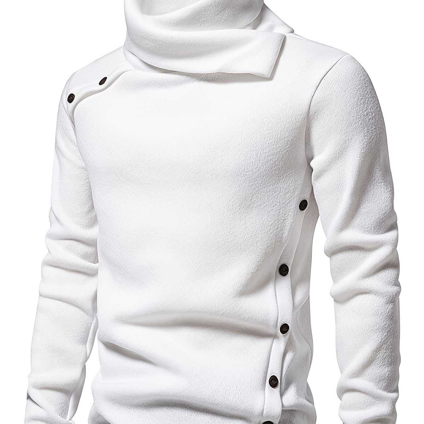 Image of Men's Vintage Polka Dot Slouchy Collar Button-up Long Sleeve Casual Sweater