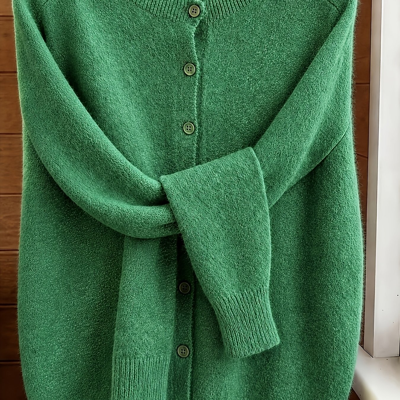 TEMU Pull à col rond uni printemps automne, cardigan ouvert boutonné, veste décontractée et , haut pour femmes , confortable et élégant, tendance